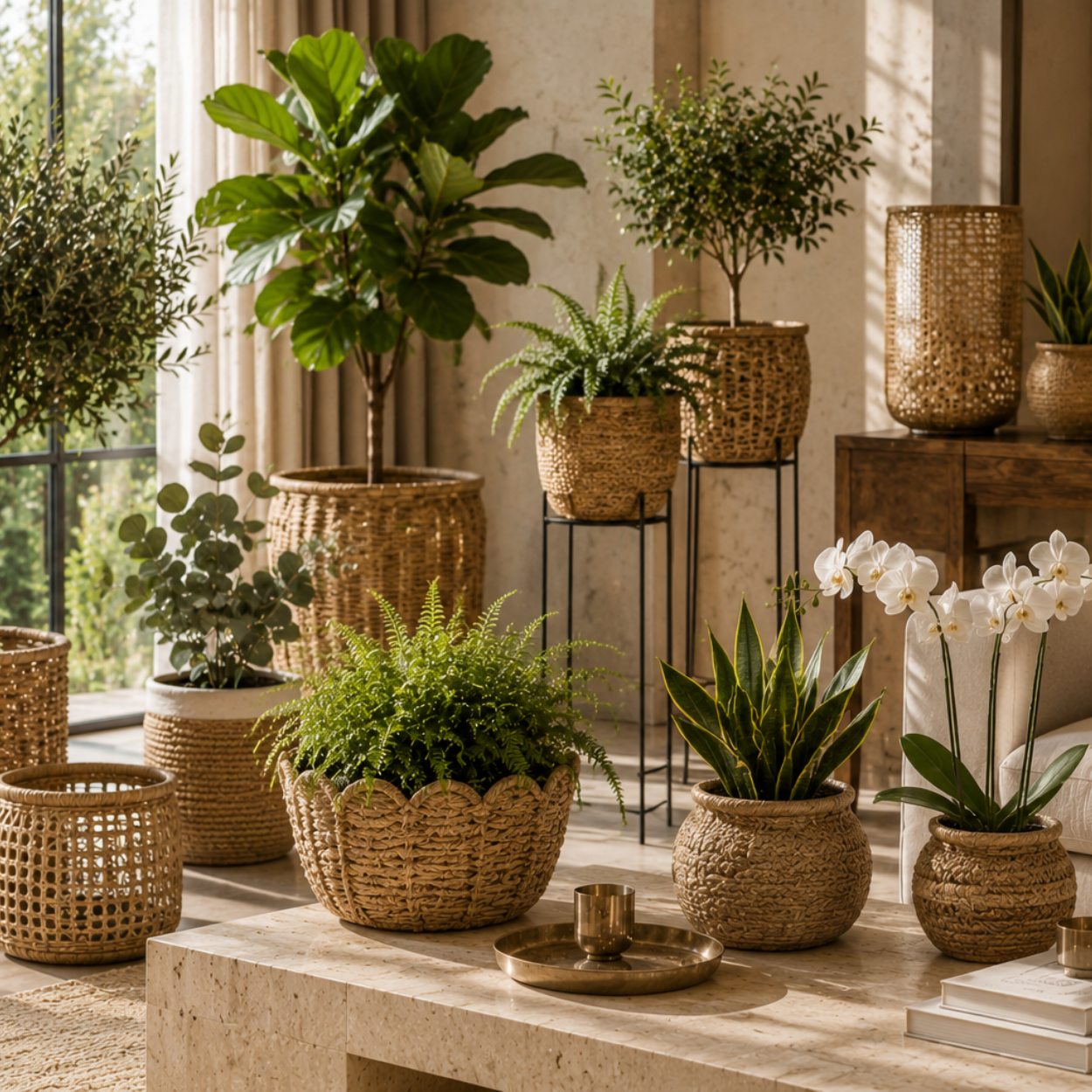Luxury Natural Fiber Planters Collection Fusion Furnishing