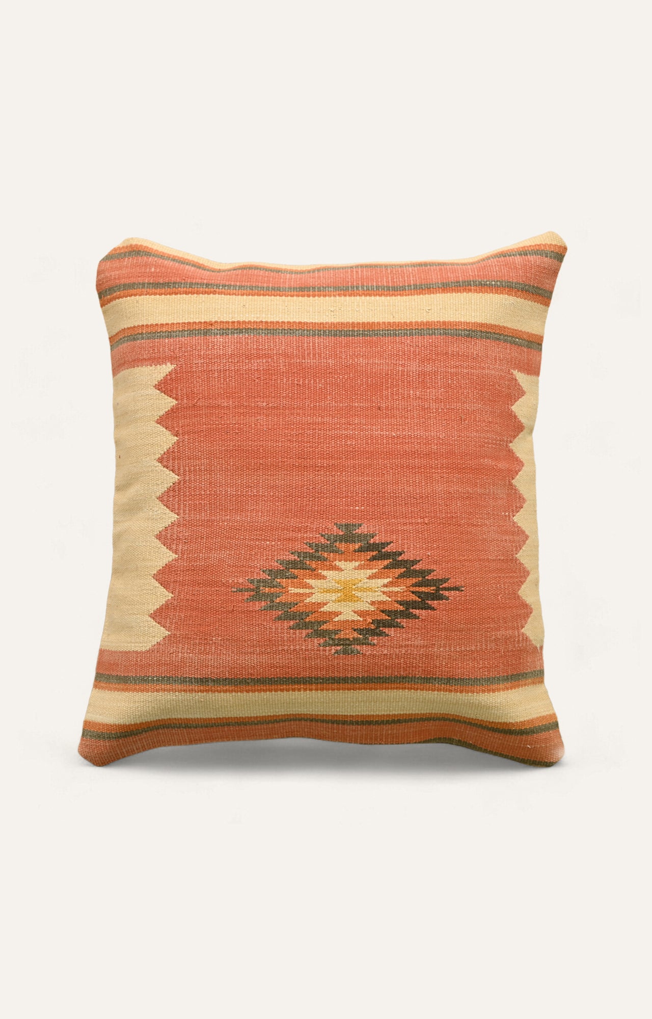 Pink Striped Durrie Cushion Cover