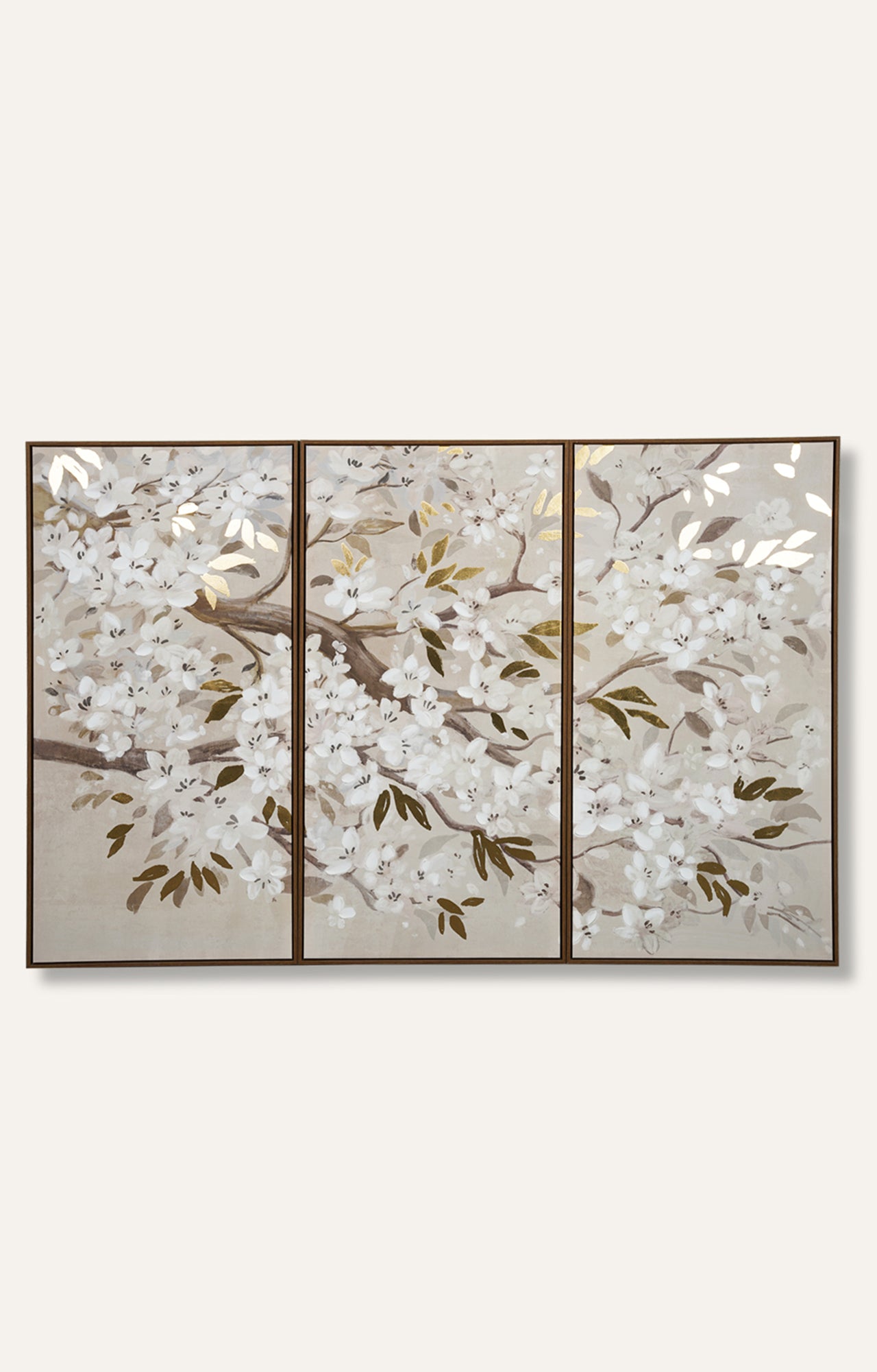 Tree with Leaves Canvas Painting with Frame Set of 3