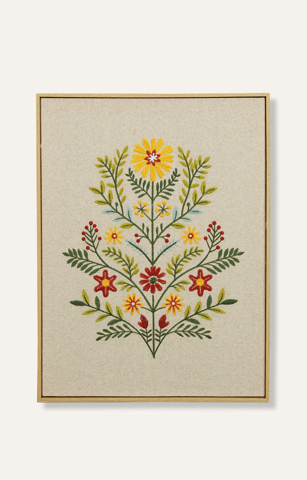 Floral Embroidery Art with Frame