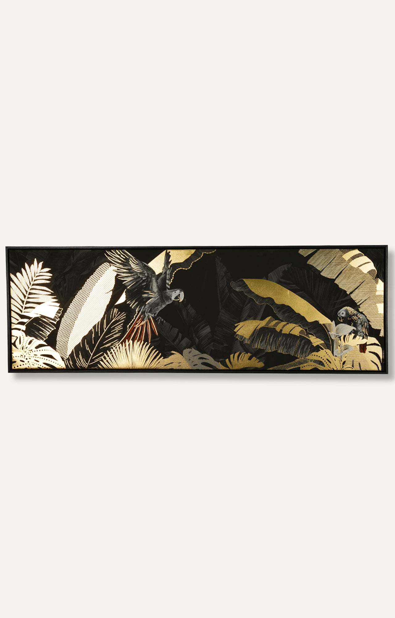 Golden and Black Wildlife Canvas Painting Print with Foil Finish