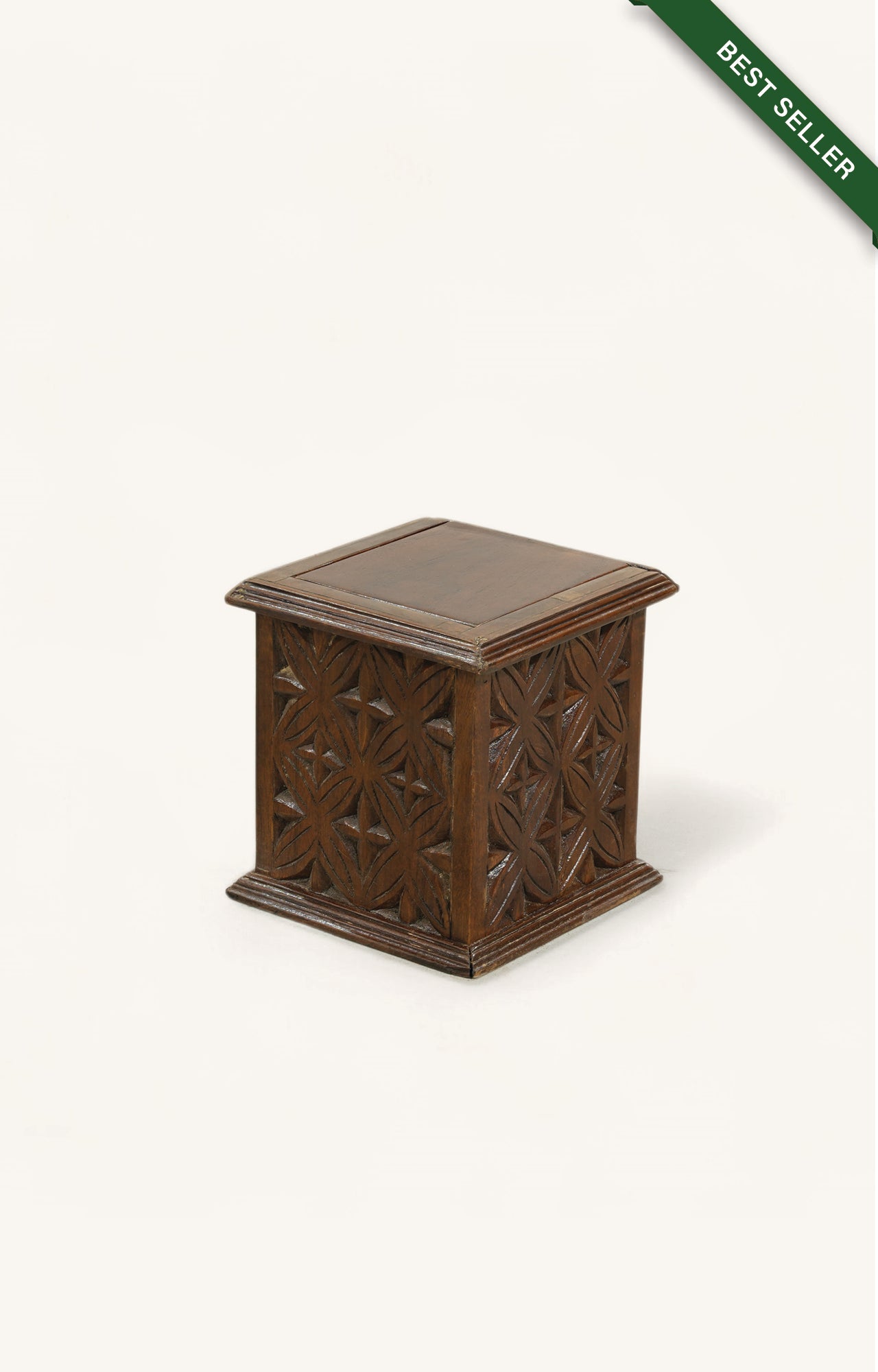 Hand-carved Acacia Wood Lidded Vintage Box