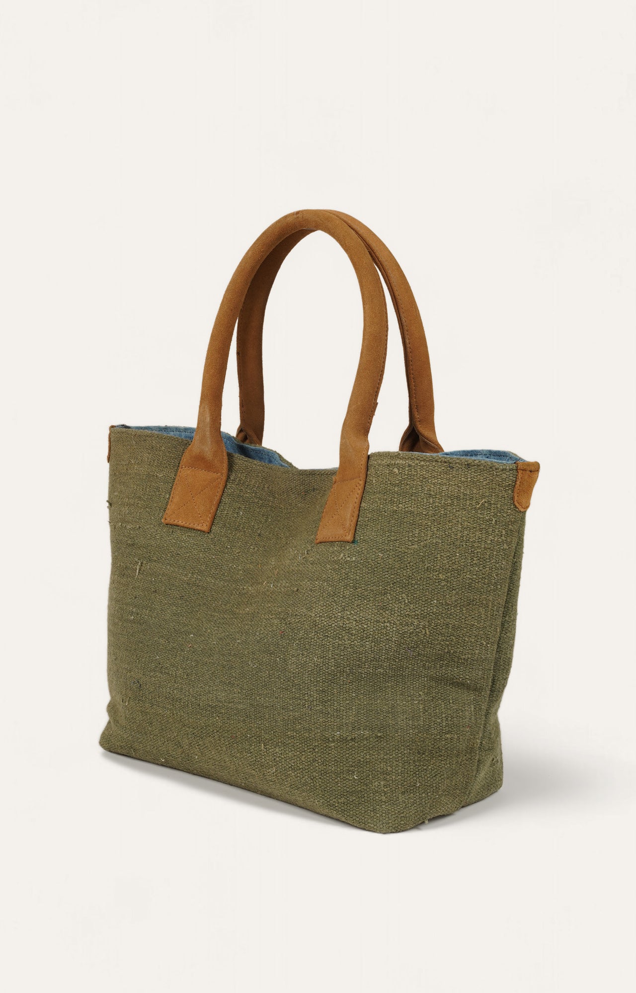 Earthy Green Handwoven Cotton Tote Bag
