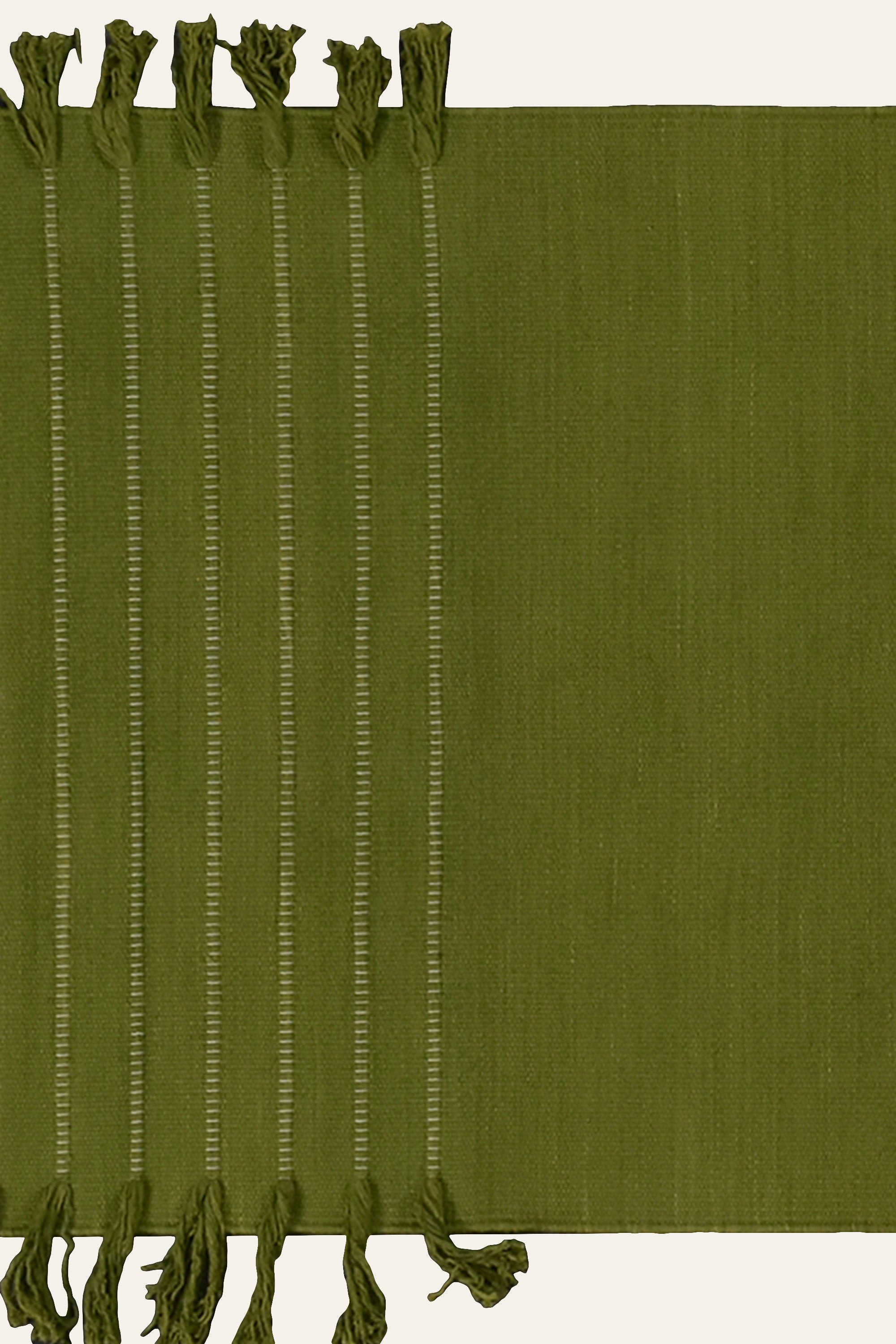 Olive Green Washable Cotton Yoga Mat with Fringe