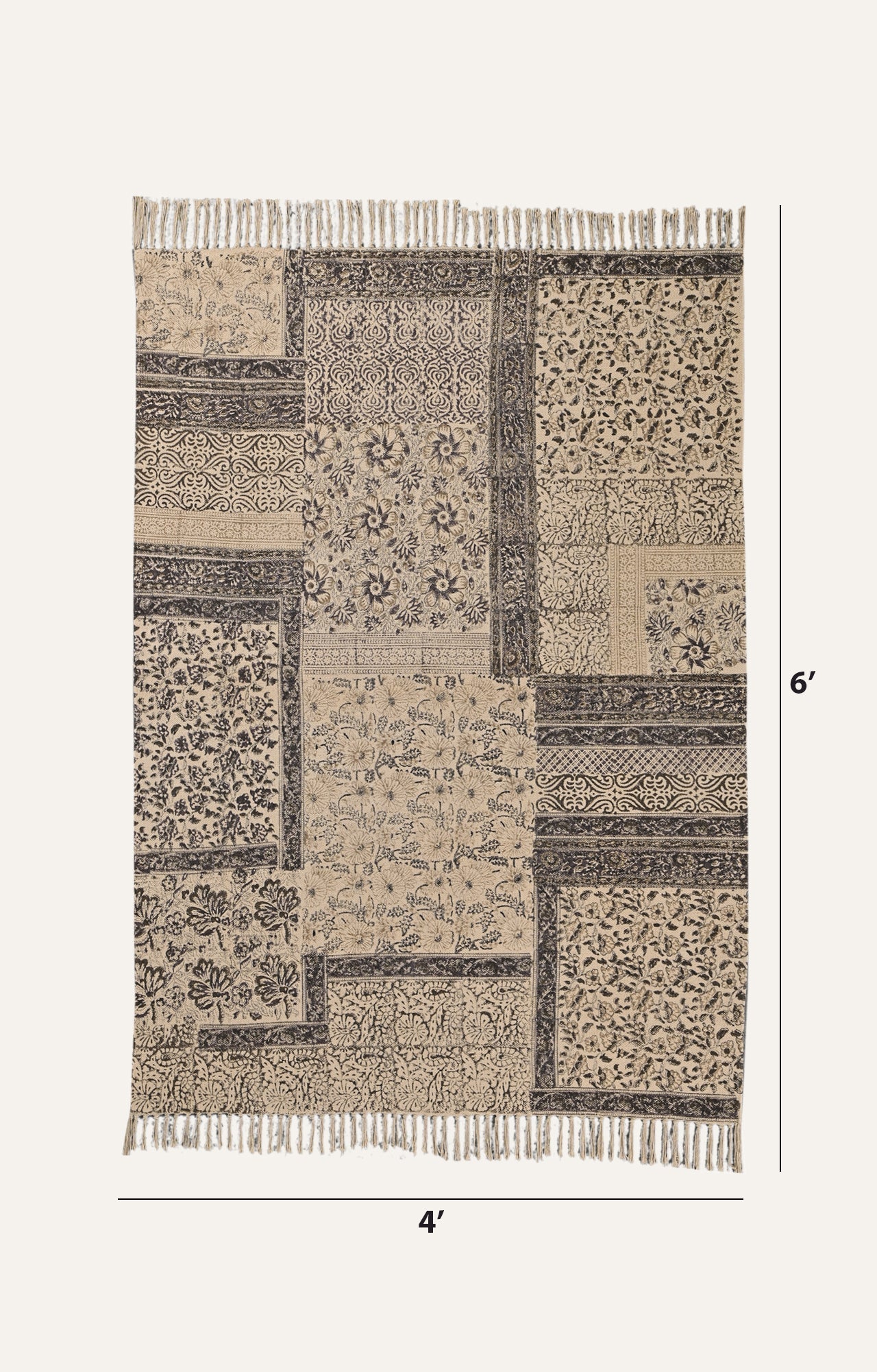 Block-Printed Cotton Rug