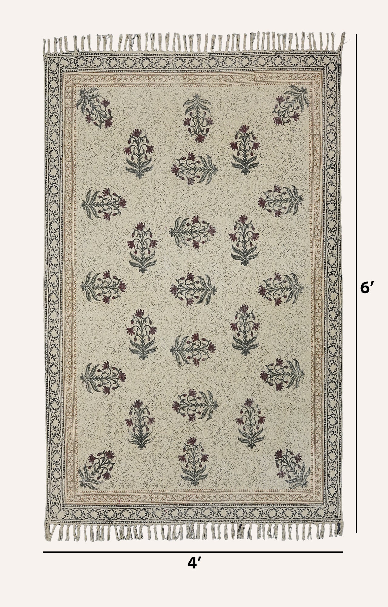 Hand Block Printed Dhurrie Rug