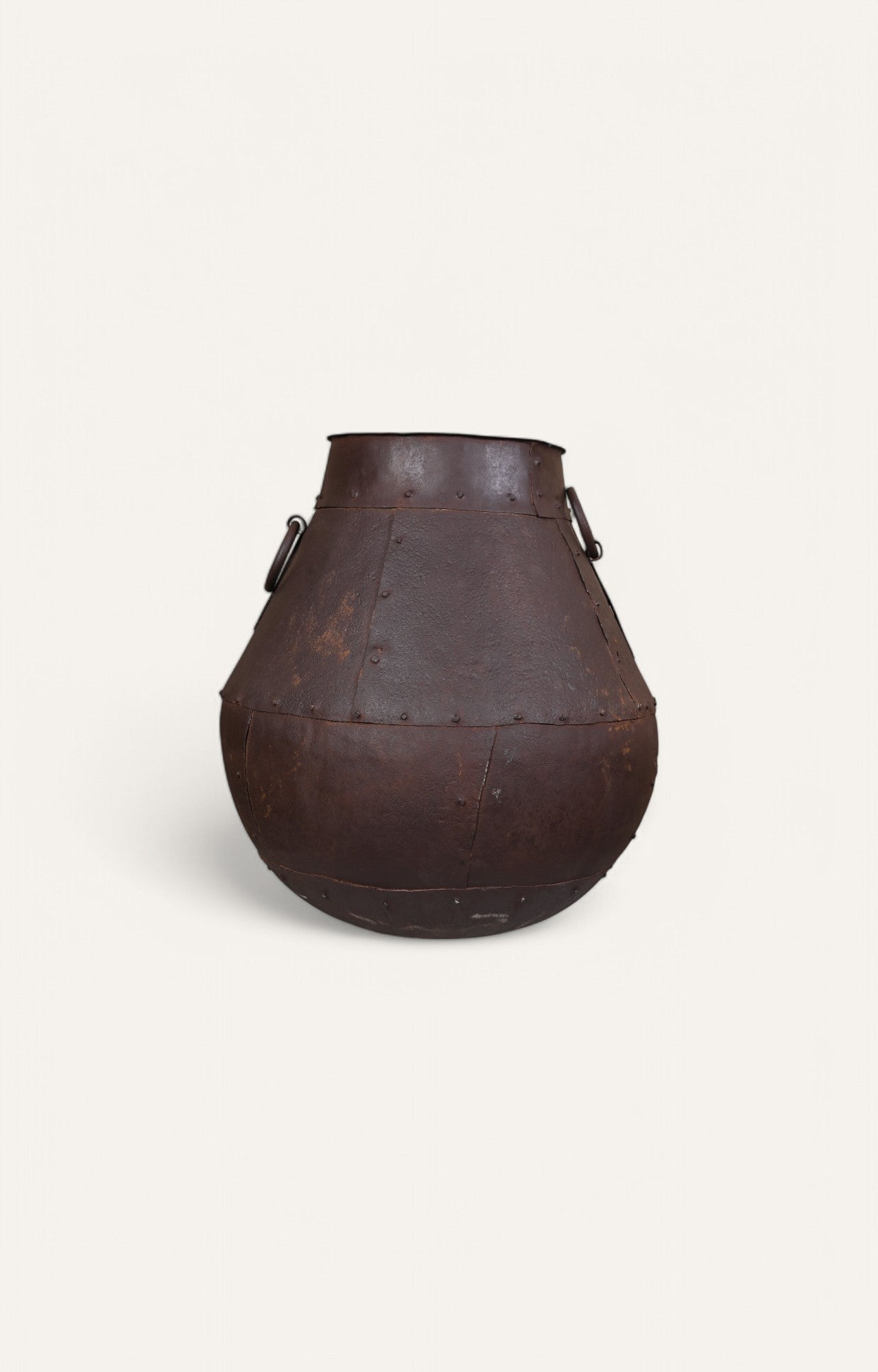 Rustic Iron Wide-Base Metal Vase