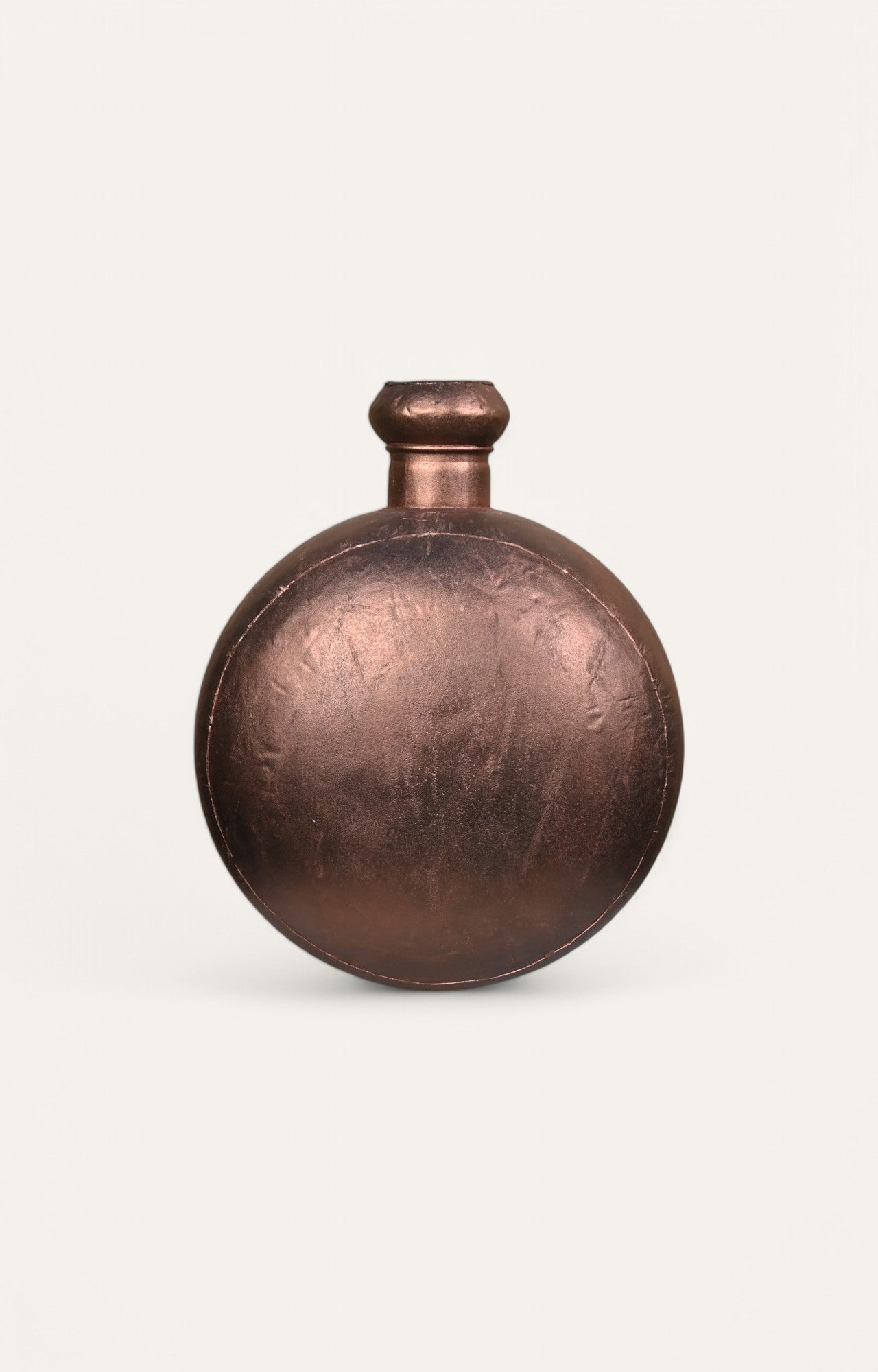 Round Metal Bottle Vase with Burnished Bronze Finish