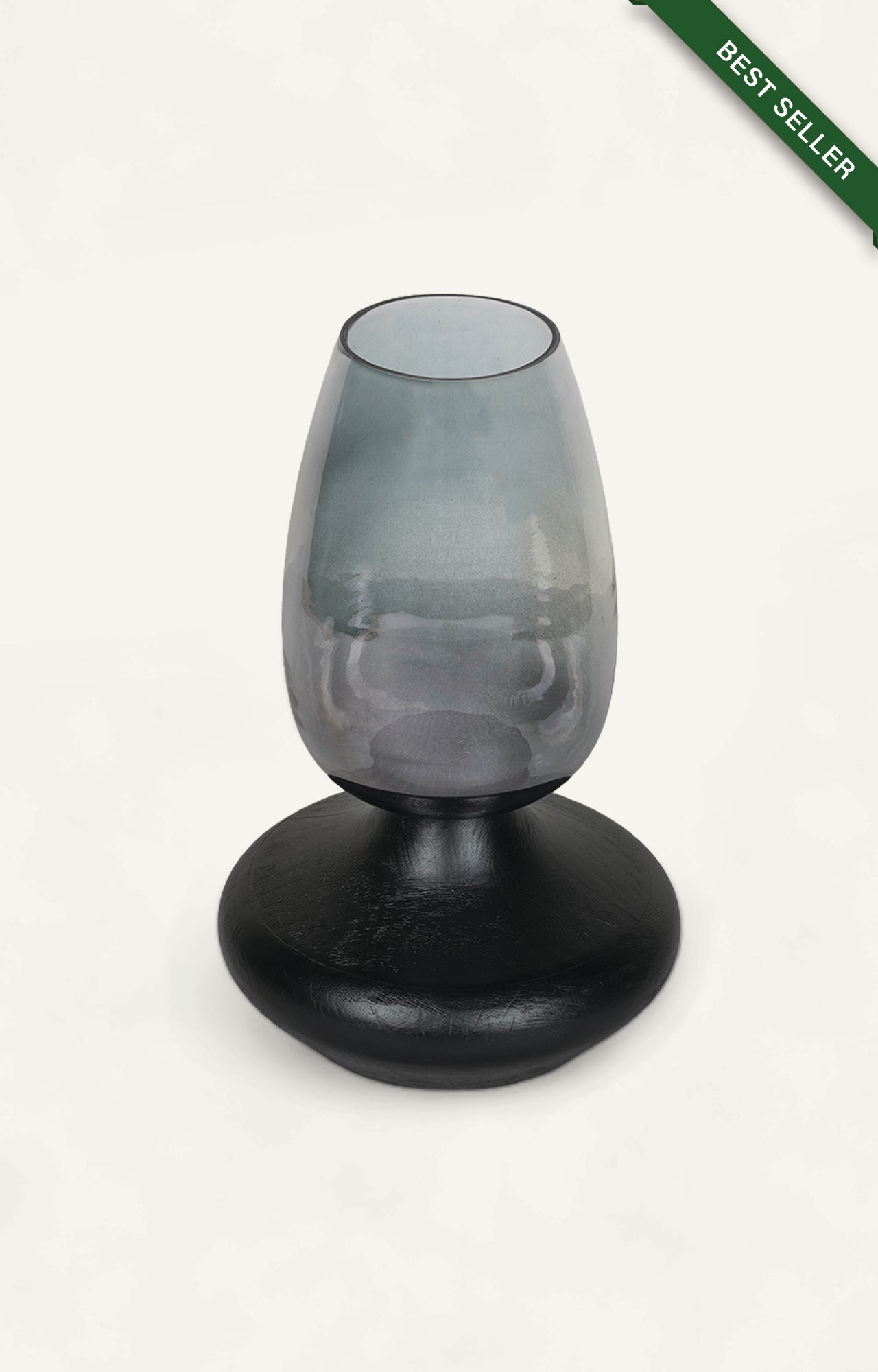 Hurricane Lantern with Black Wooden Base