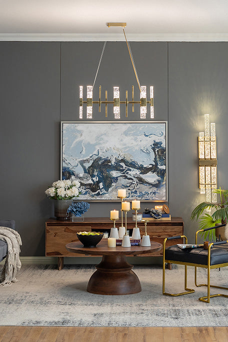 Elongated Metal Candle Holder with a Marble Base - Extra Large