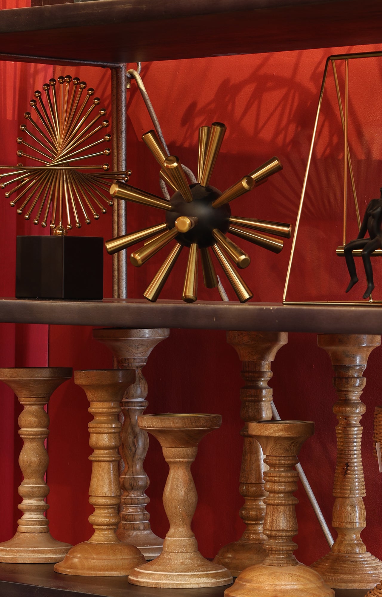 Thorny Black and Gold Metal Barb Ball Sculpture