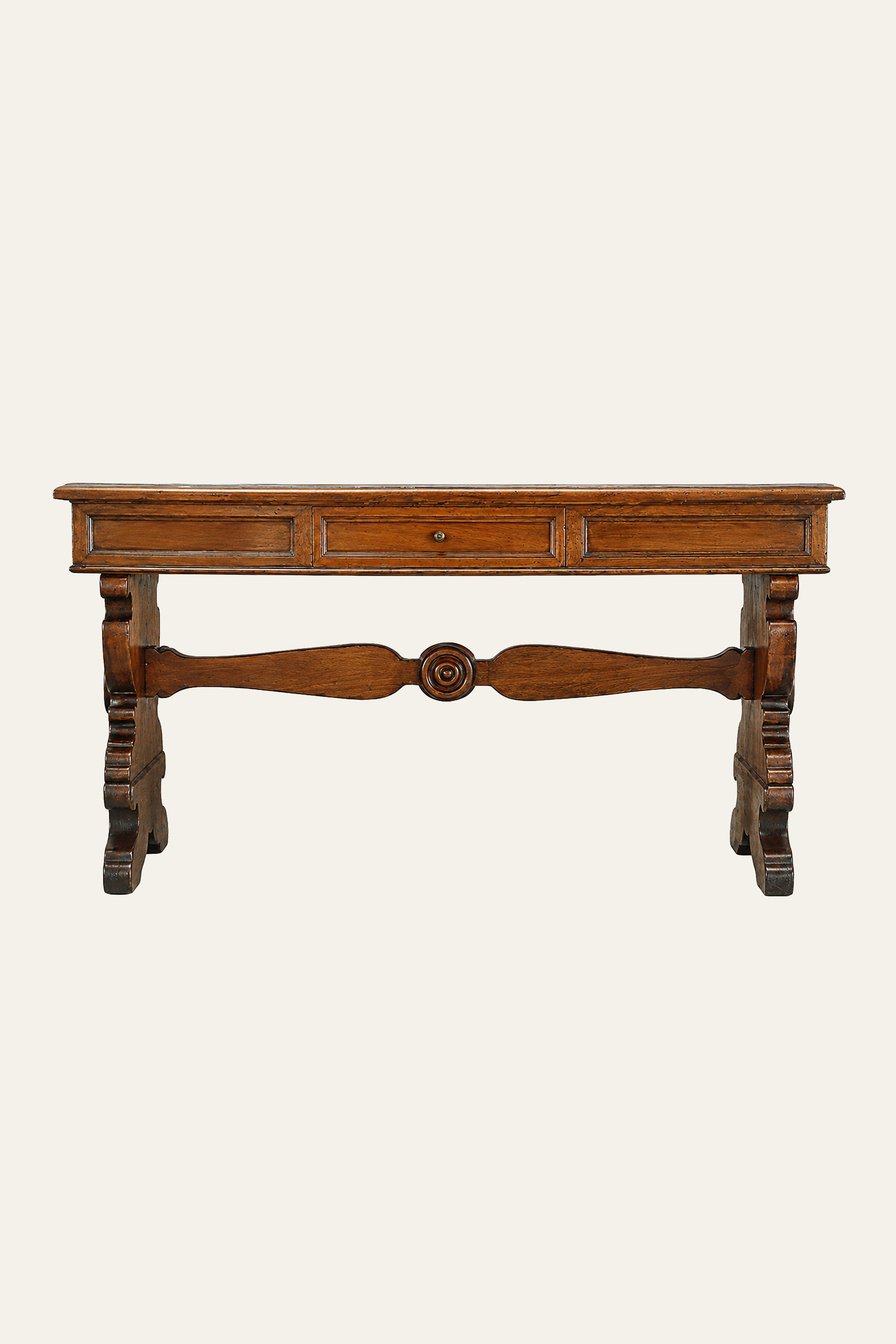 Italian Style Trestle Wooden 1-Drawer Study Table