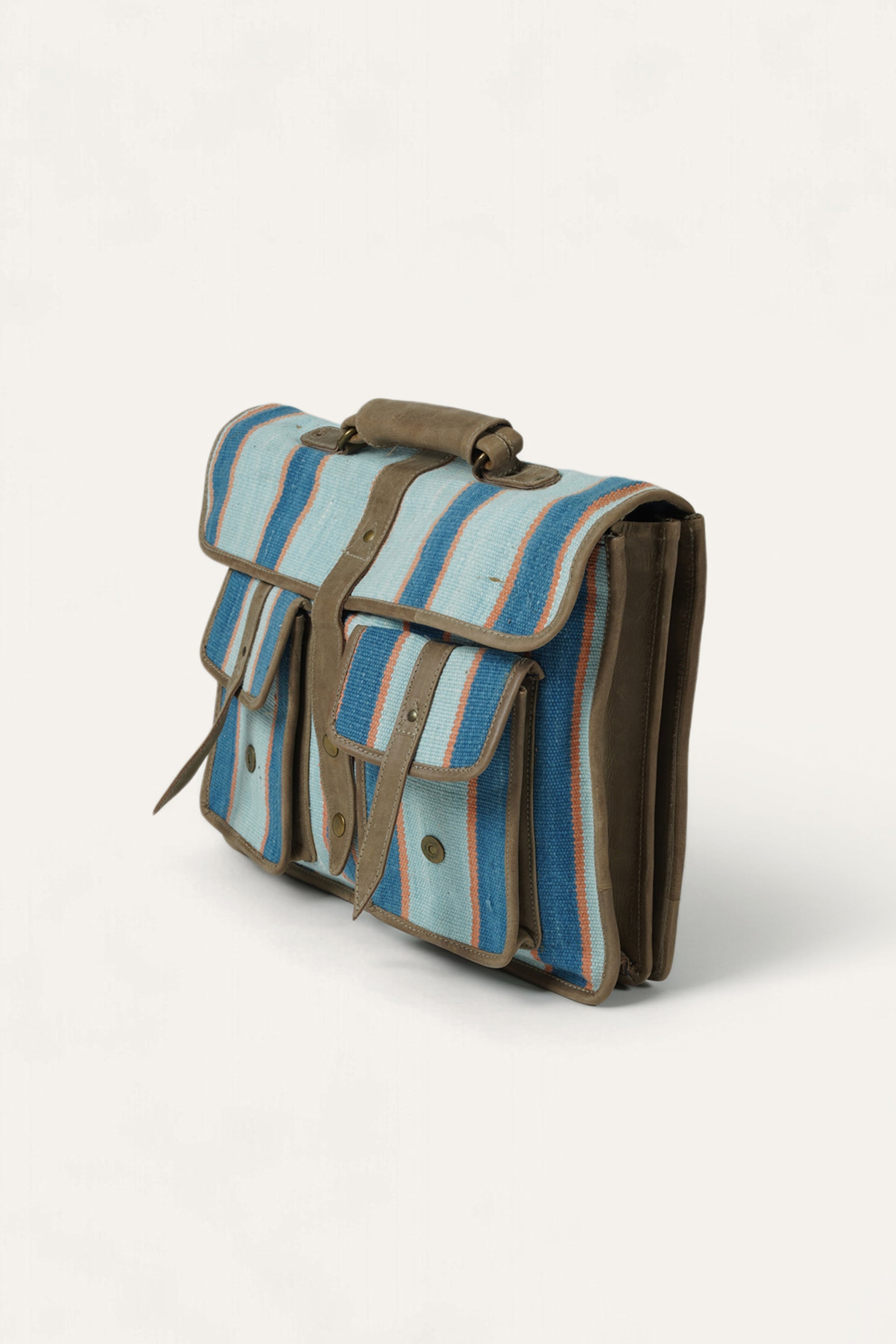 The Dual-Pocket Blue Dhurrie Tote