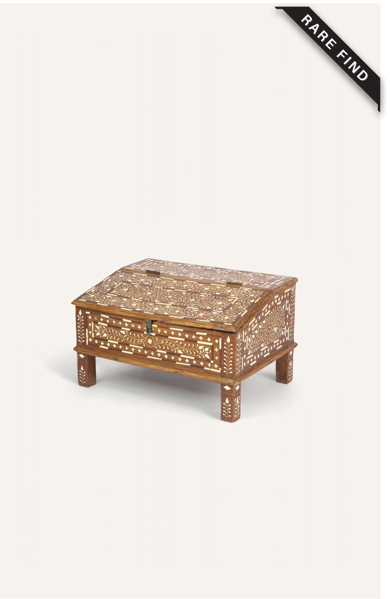 Sloped Writing Box-cum-desk made of Teak wood and Bone