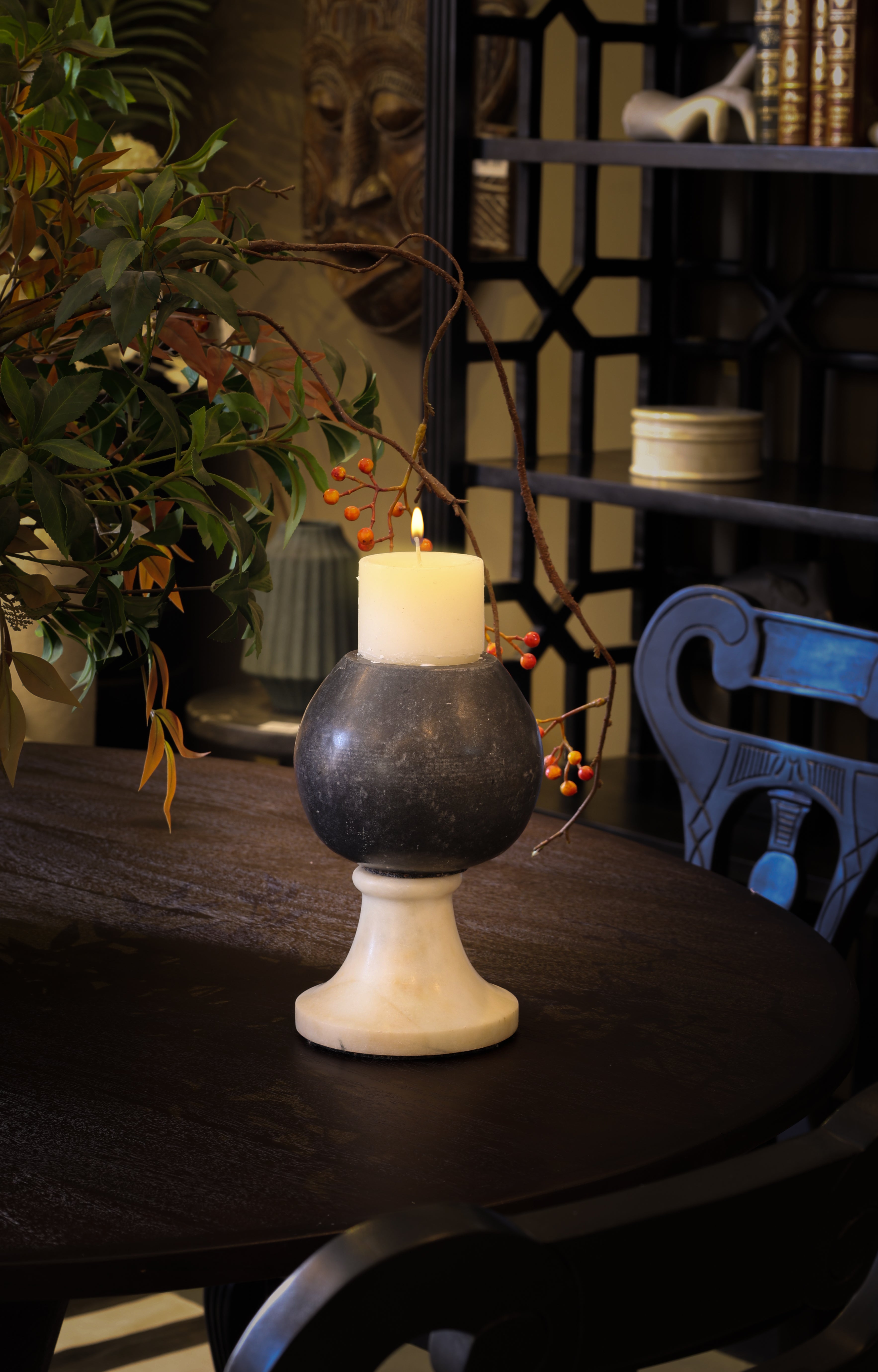 Black & White Marble Candle Stand
