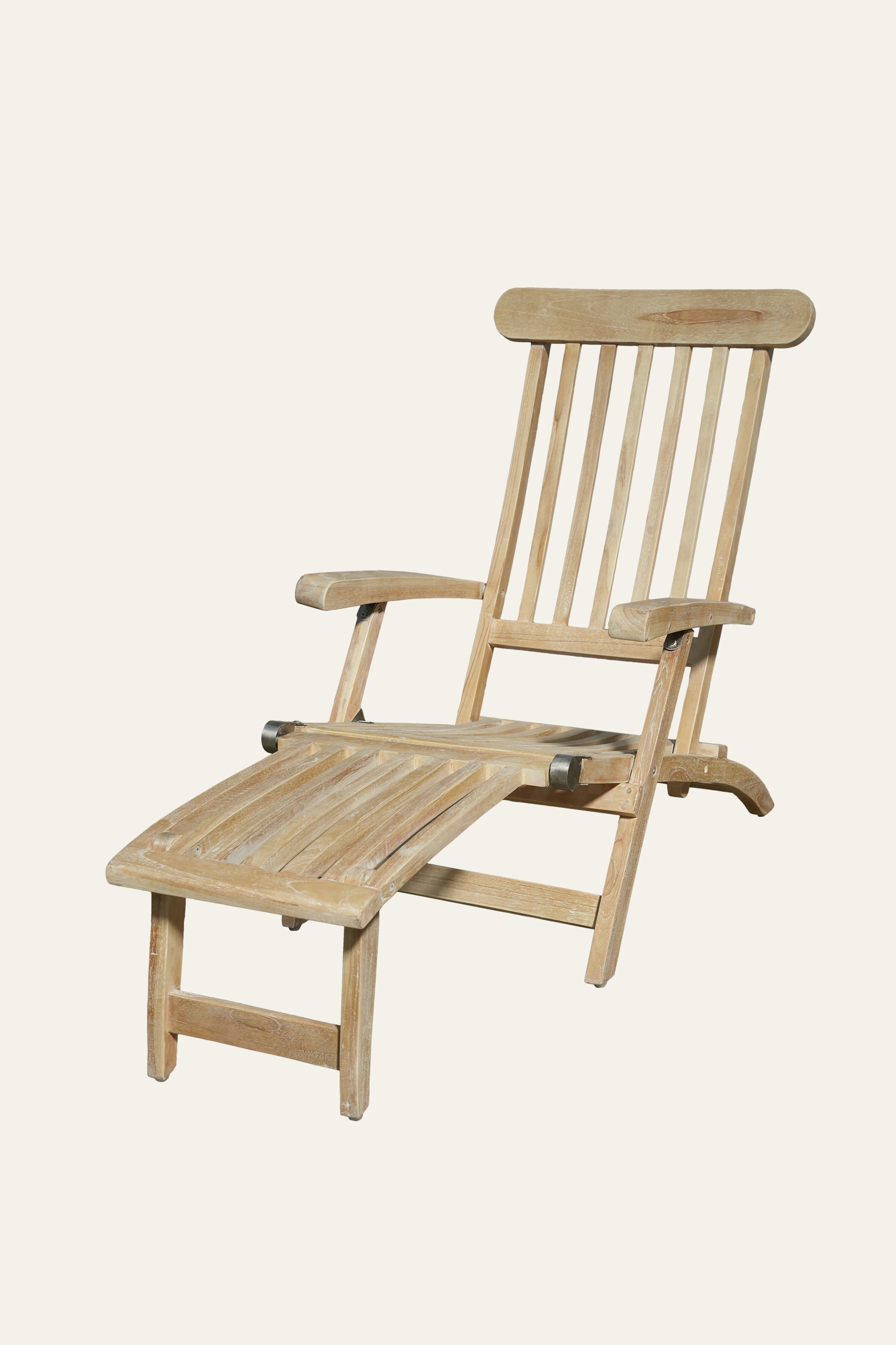 Teak Steamer Deck Chair with Adjustable Reclining Back