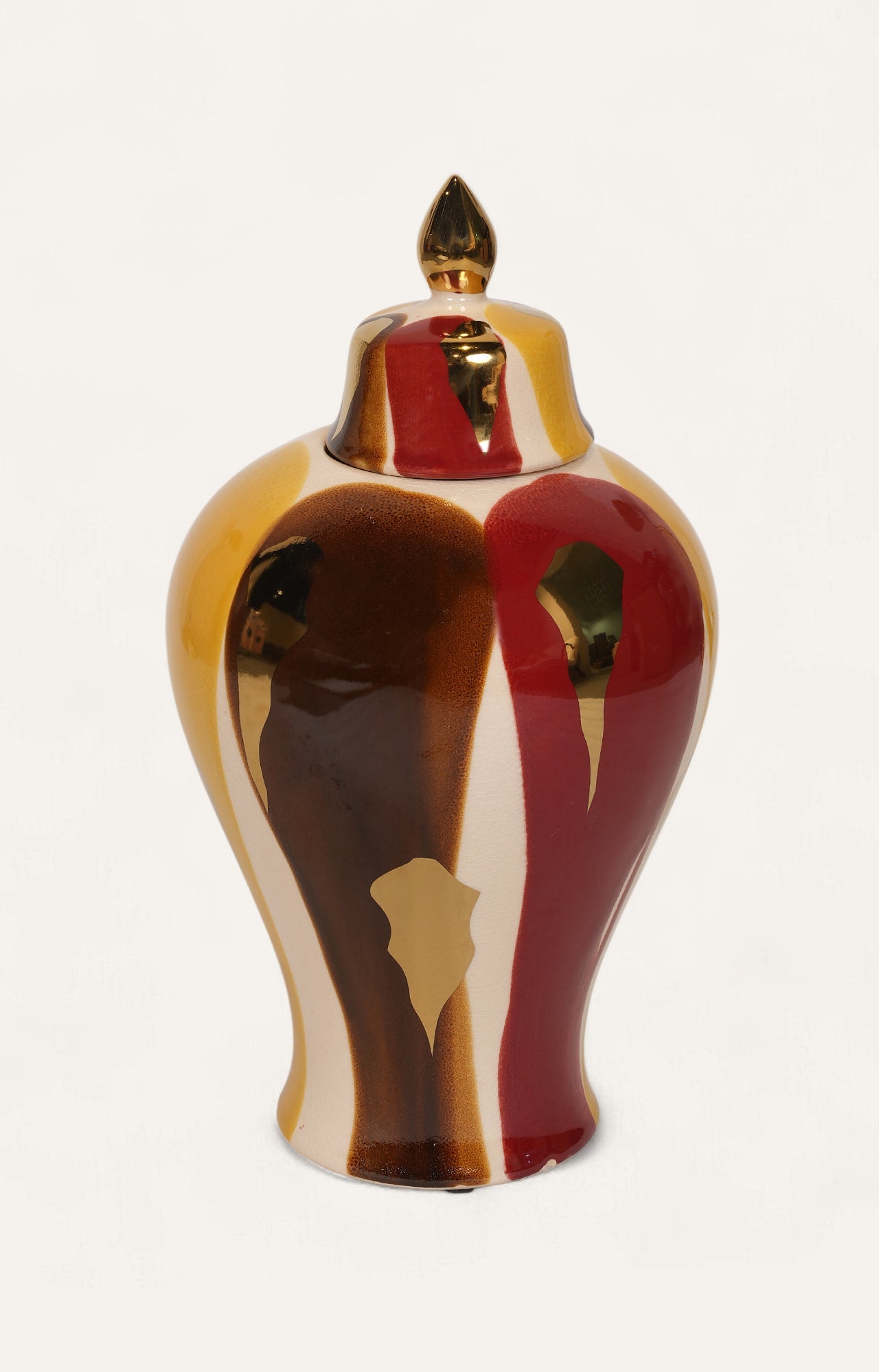 Multicolor Art Glass Decorative Jar with Lid