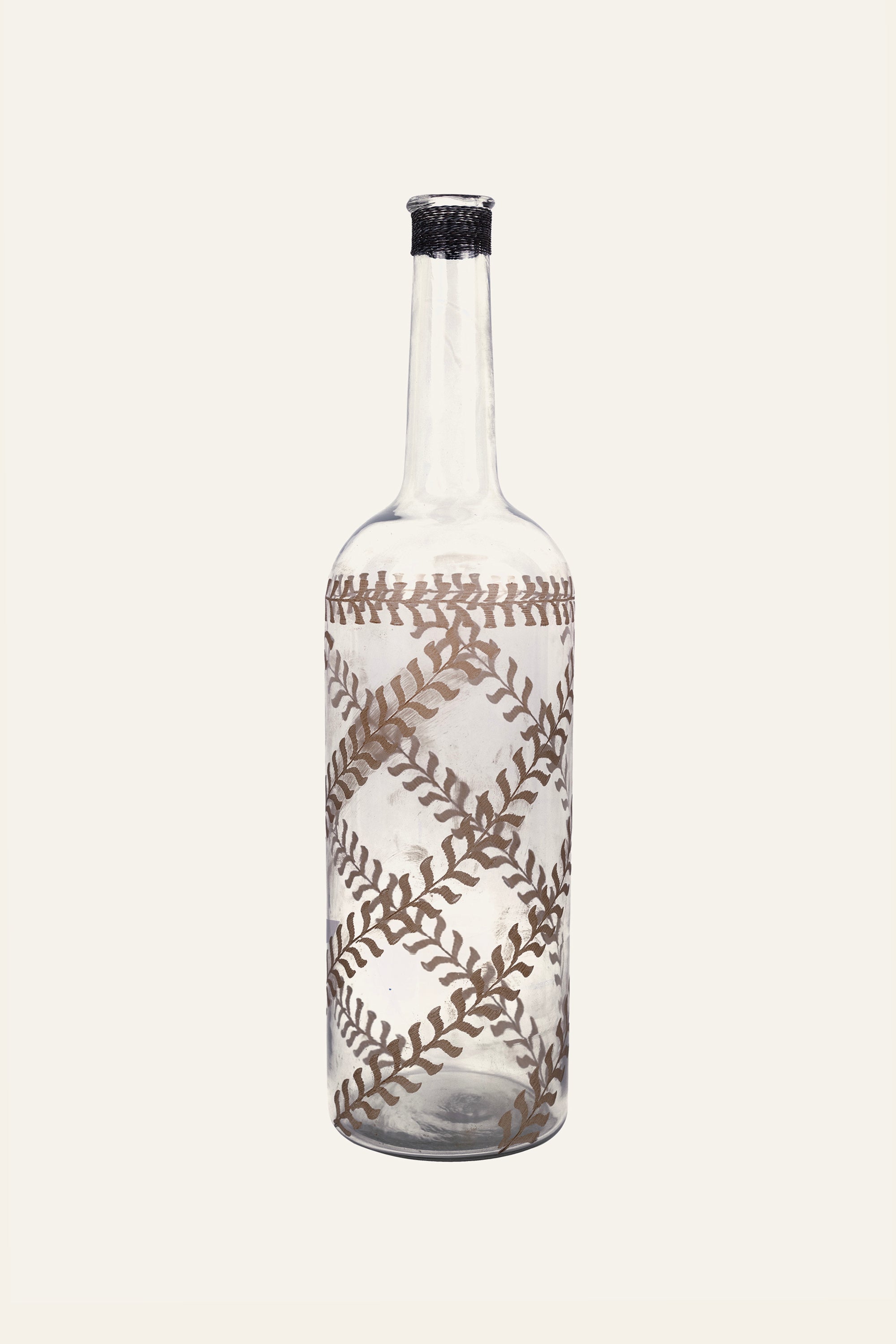 Tall Botanical Leaf Glass Bottle