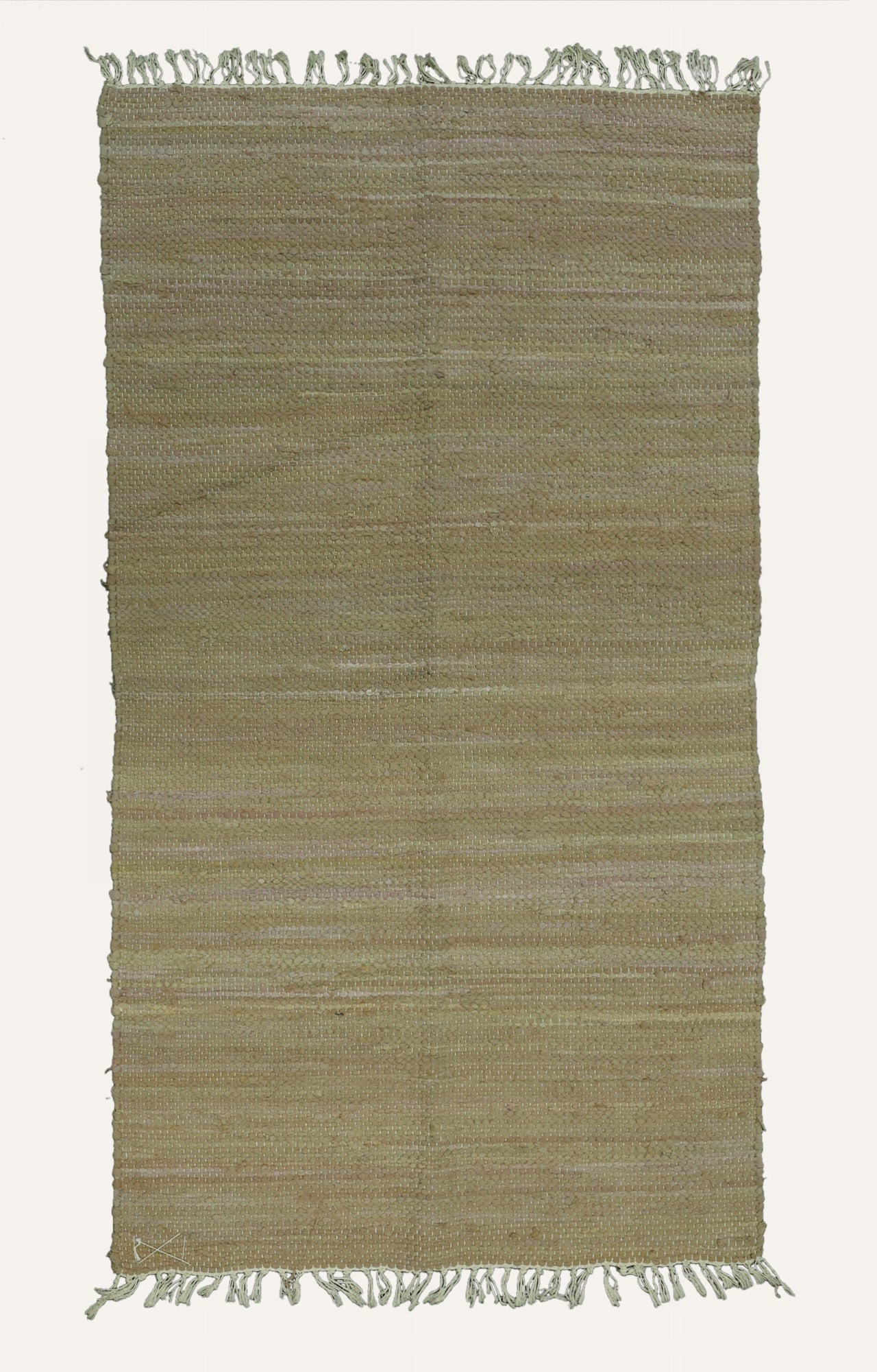 Brown Handwoven  Cotton Rug with Fringed Edges