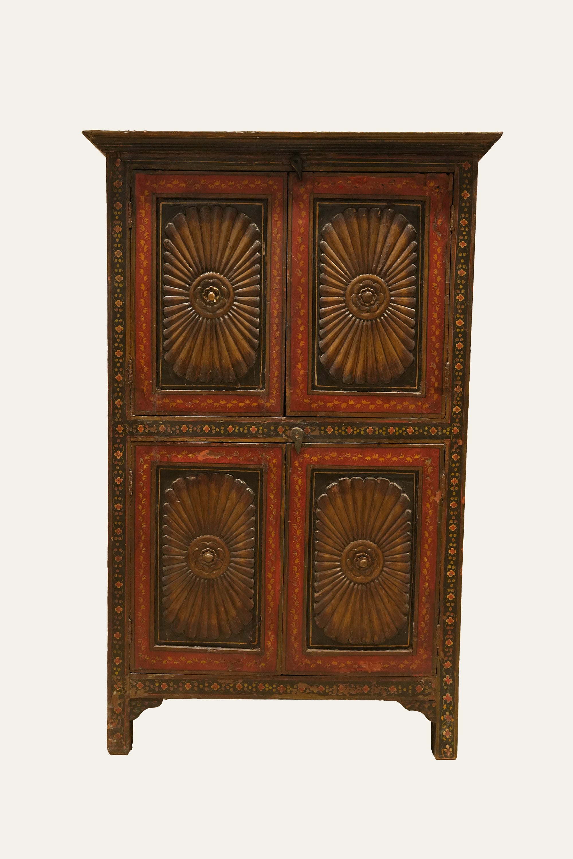 Traditional Indian Style Sunburst Panel Cabinet for Home