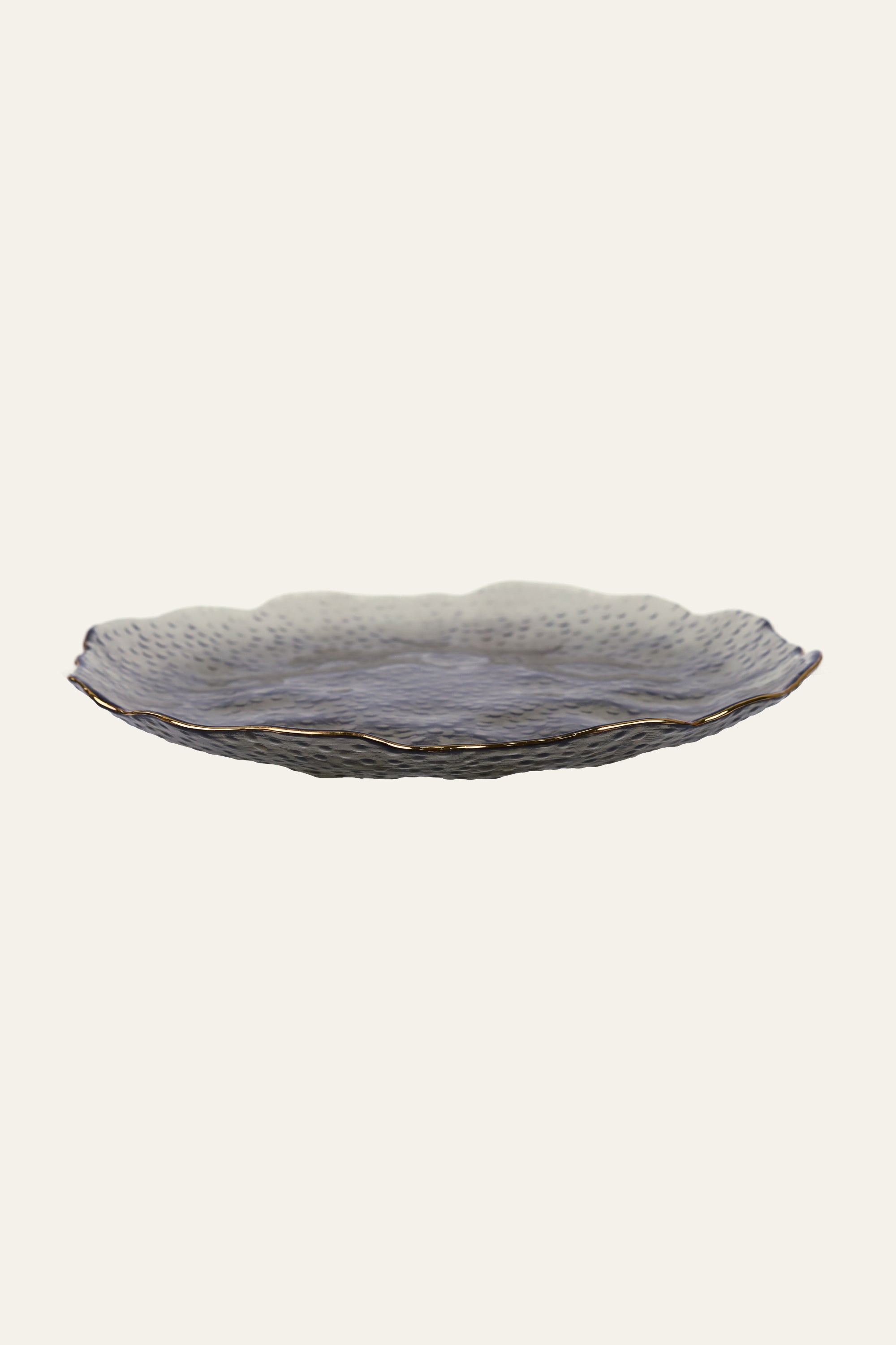 Black Tinted Textured Glass Dinner Plate