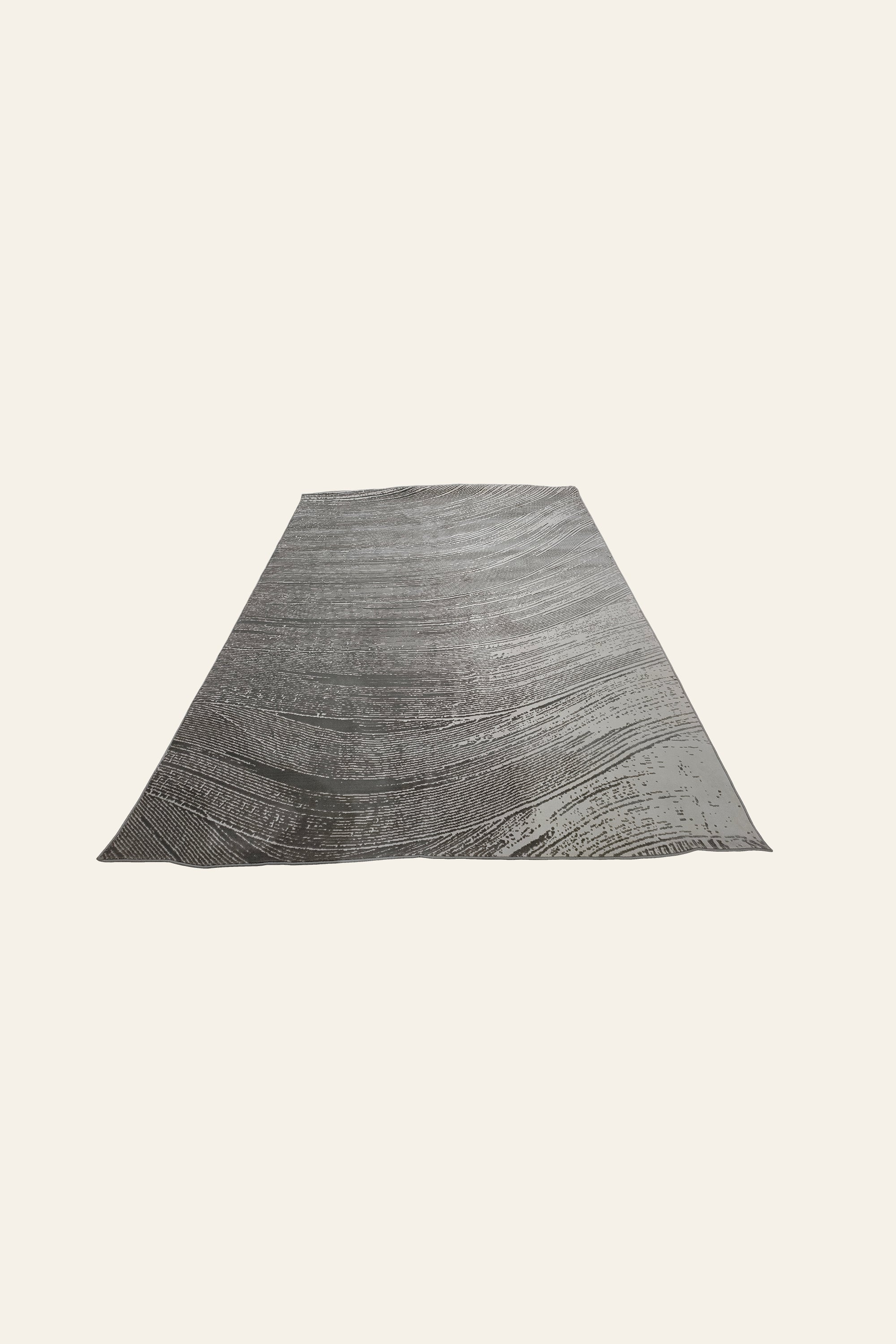 8 x 12 ft Grey Wave Pattern Tufted Area Rug – Modern Textured Carpet