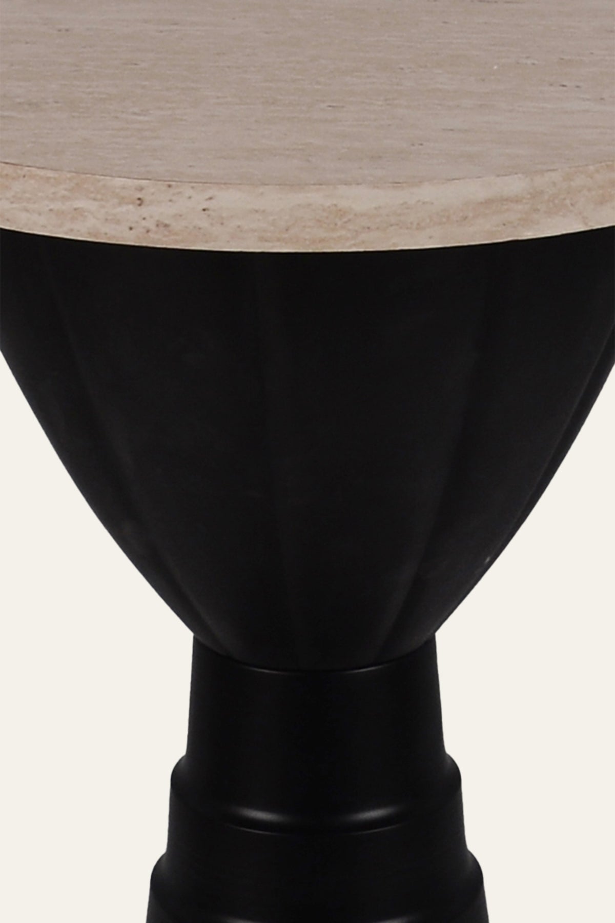 Dual Toned Wooden Top Hourglass Side Table with Black Metal Base