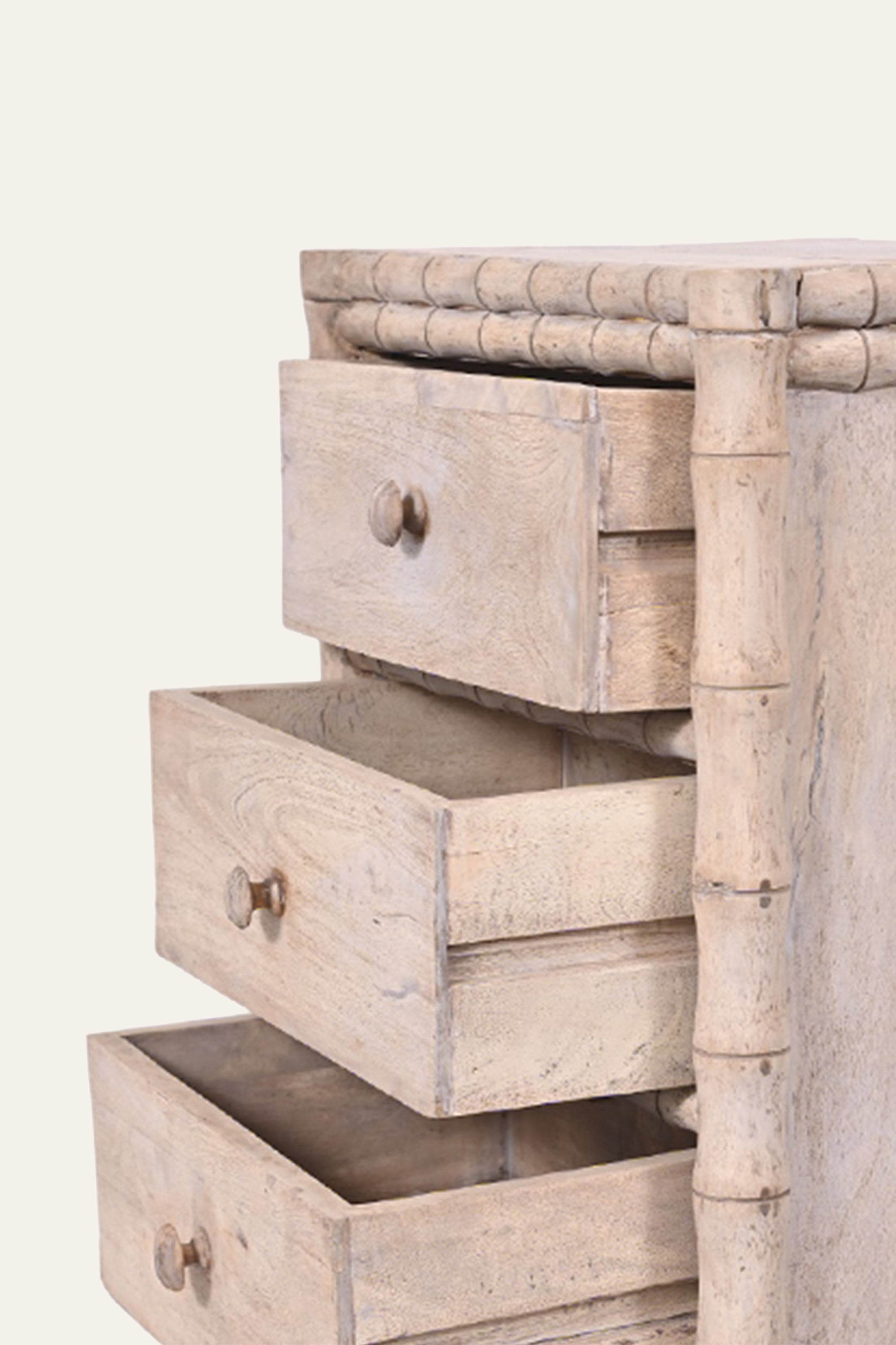 Bamboo Style 3-Drawer Bedside Table