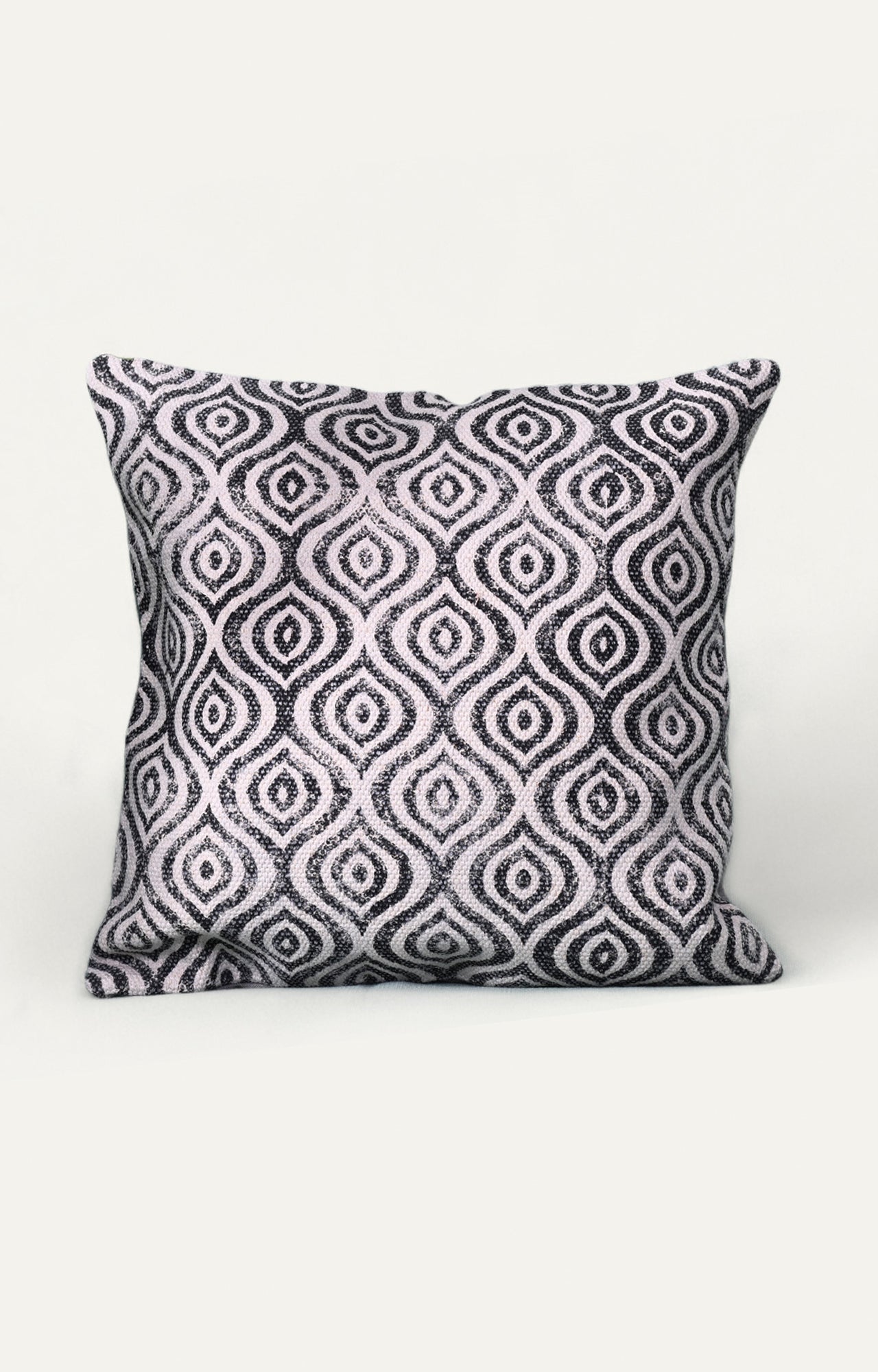 Distorted Pattern Cotton Cushion Cover - Black