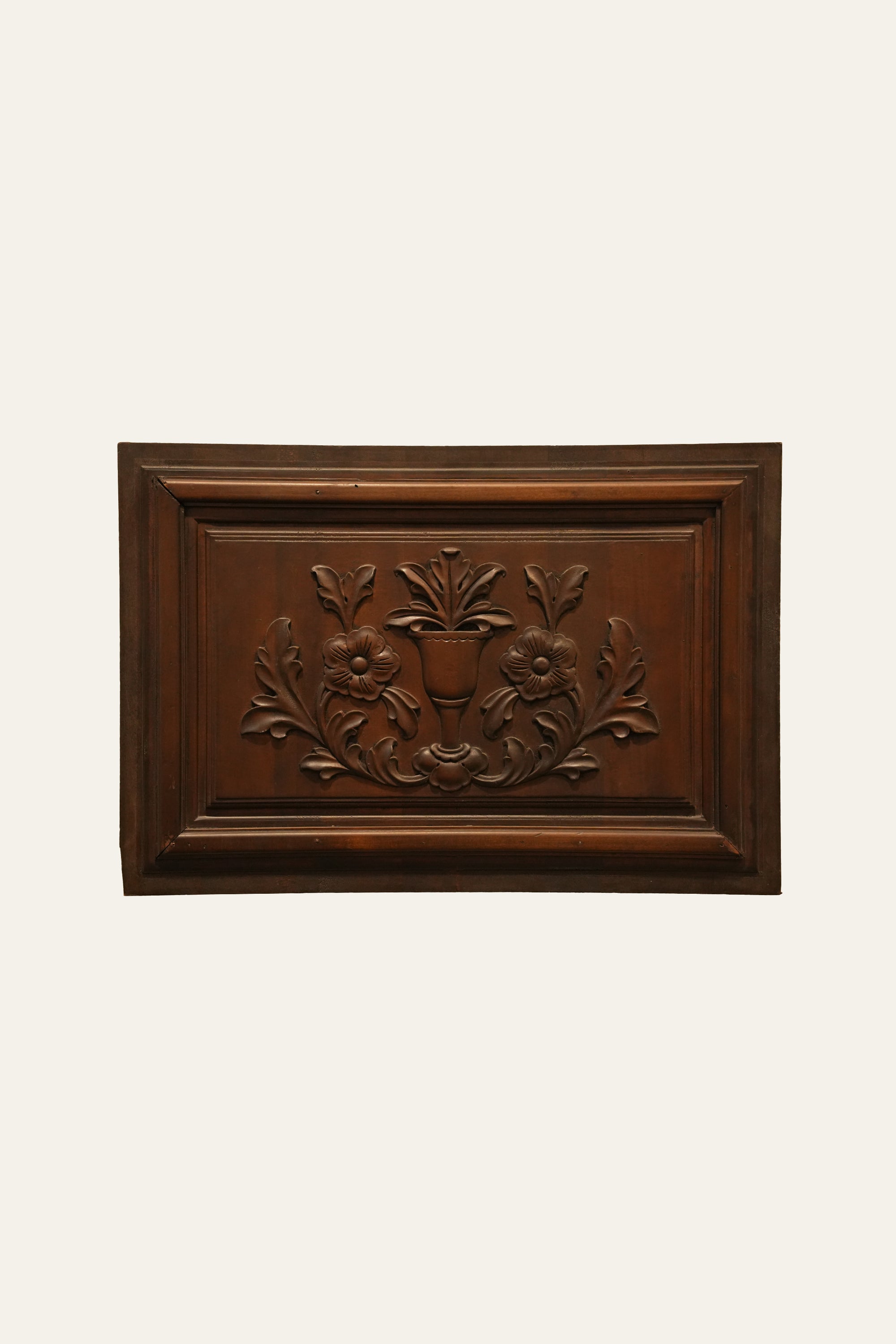 Floral Carved Wood Wall Panel for Living Room