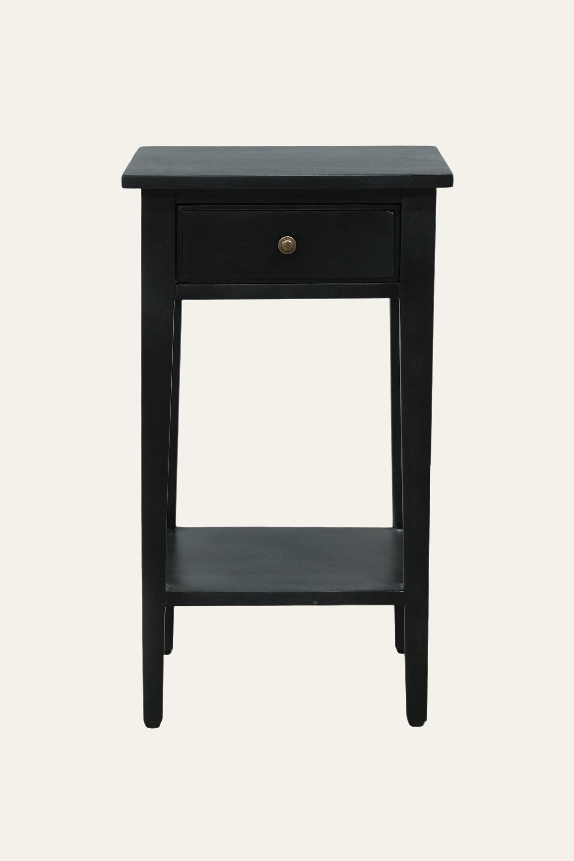 Minimalist Black 1-Drawer Bedside Table with Storage Shelf
