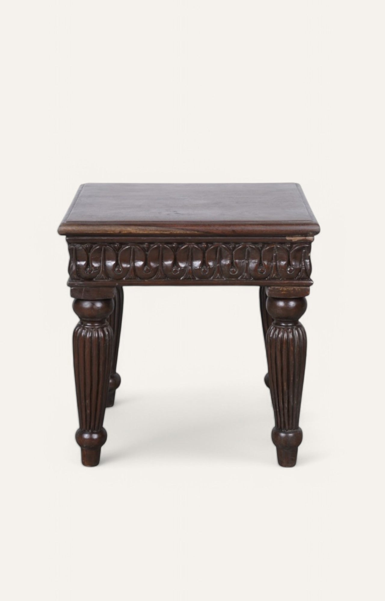Brown Side Table with Fluted Legs