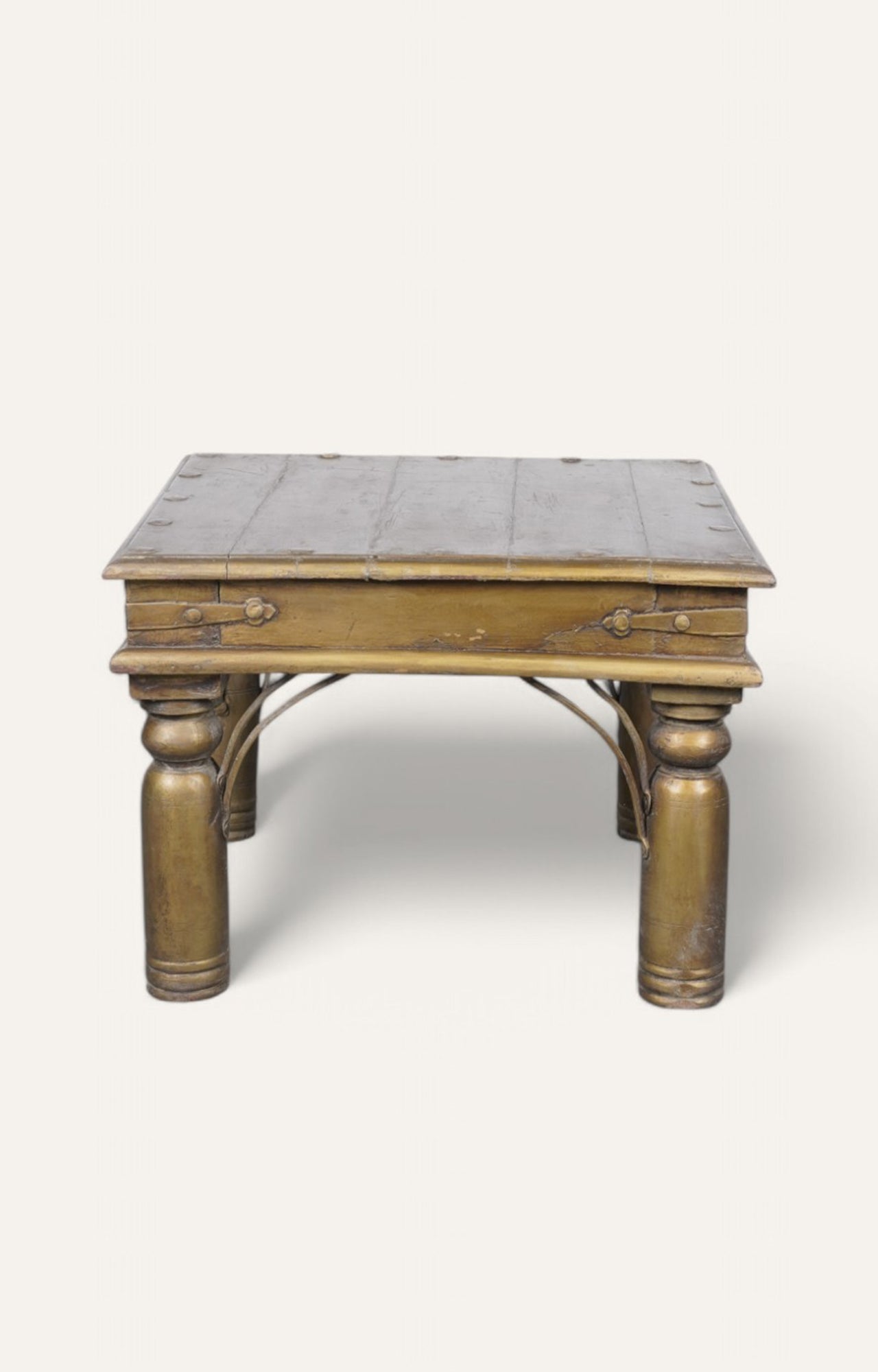 Gold Wood and Brass Side Table