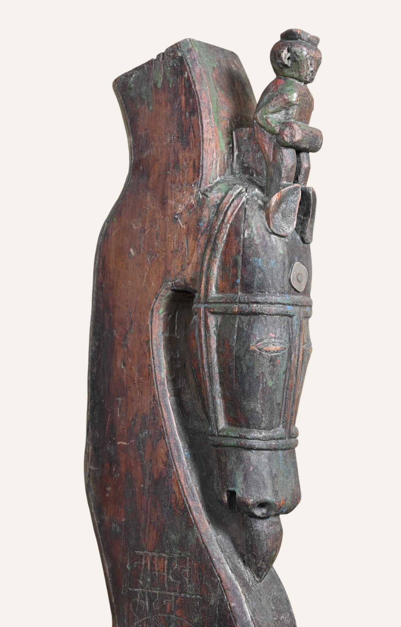 Vintage Carved Horse Pillar Sculpture