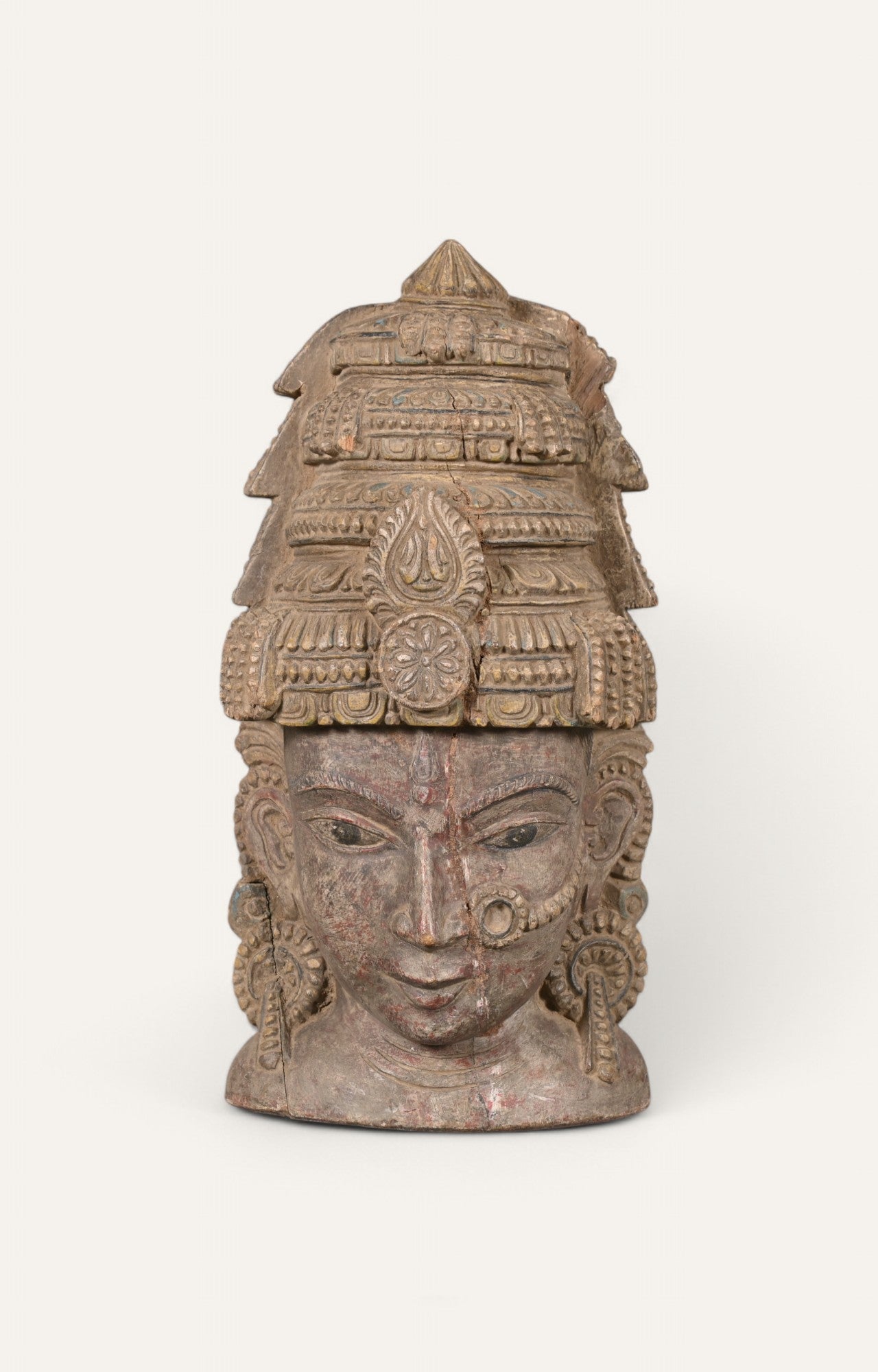 Rustic Hand-Carved Wooden Wall Mask