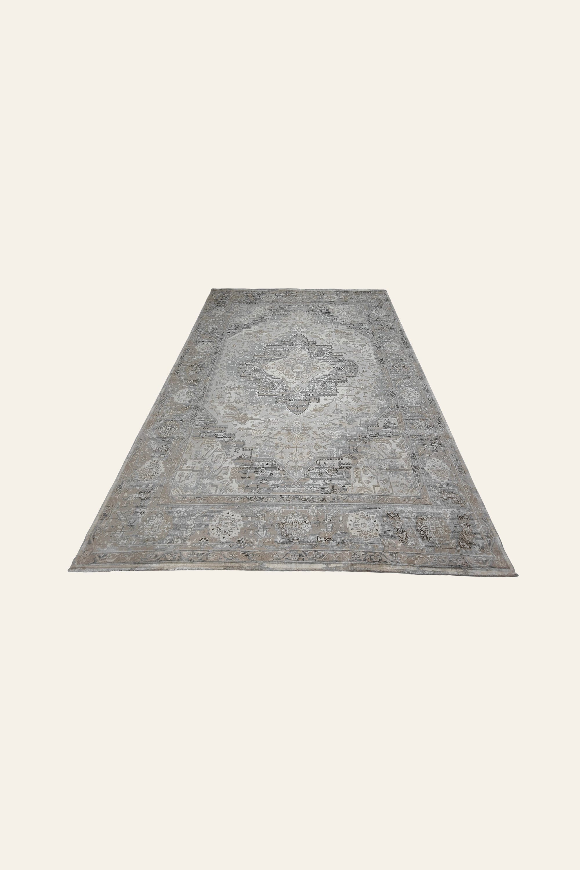 9 x 12 ft Grey Beige Floral Medallion Oriental Tufted Area Traditional Carpet
