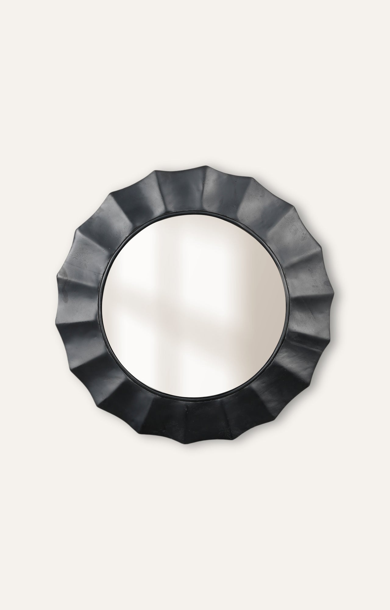 Modern Round Wall Mirror with Black Wood Frame