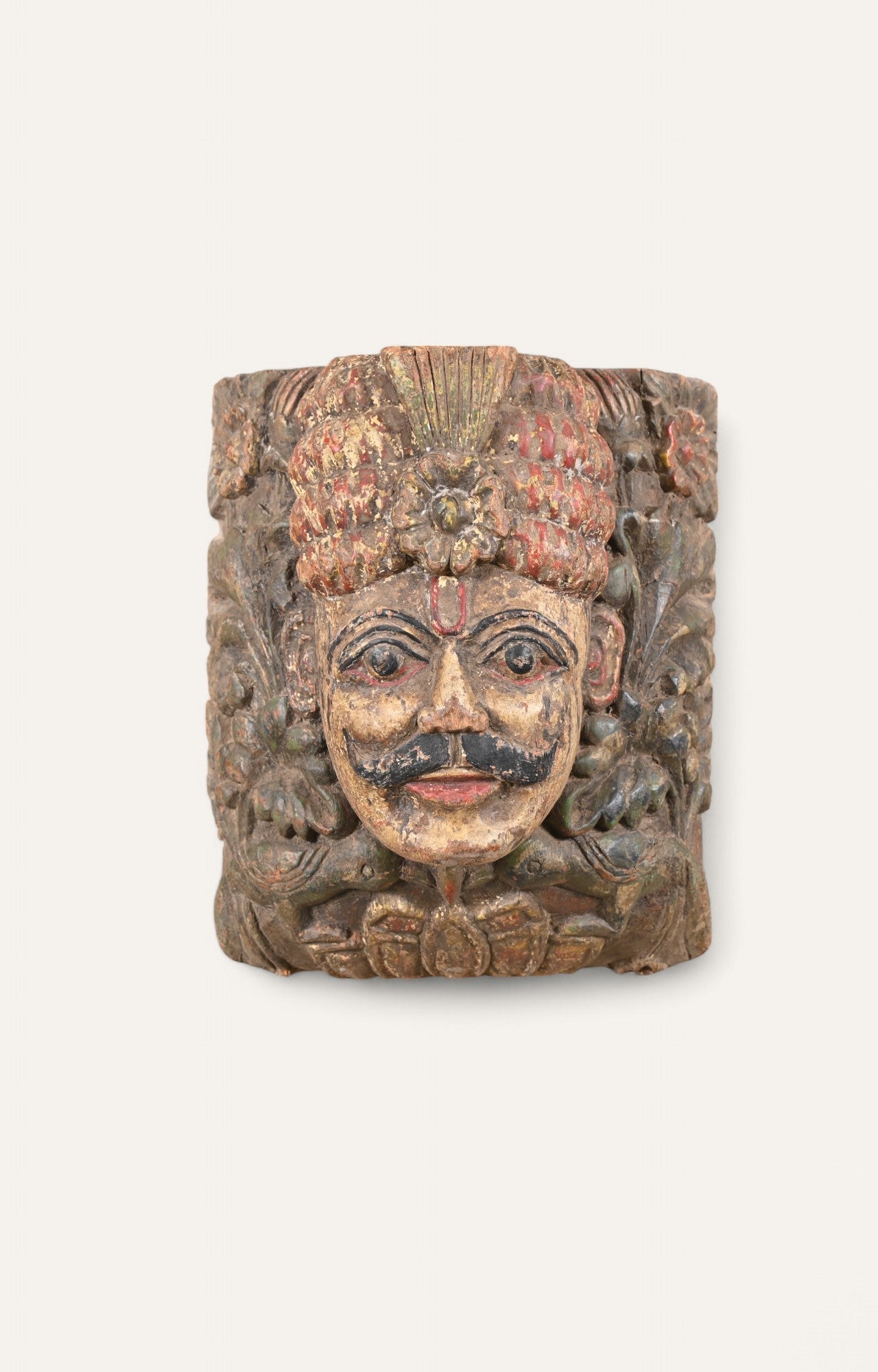 Regal Hand-Carved Wooden Mask