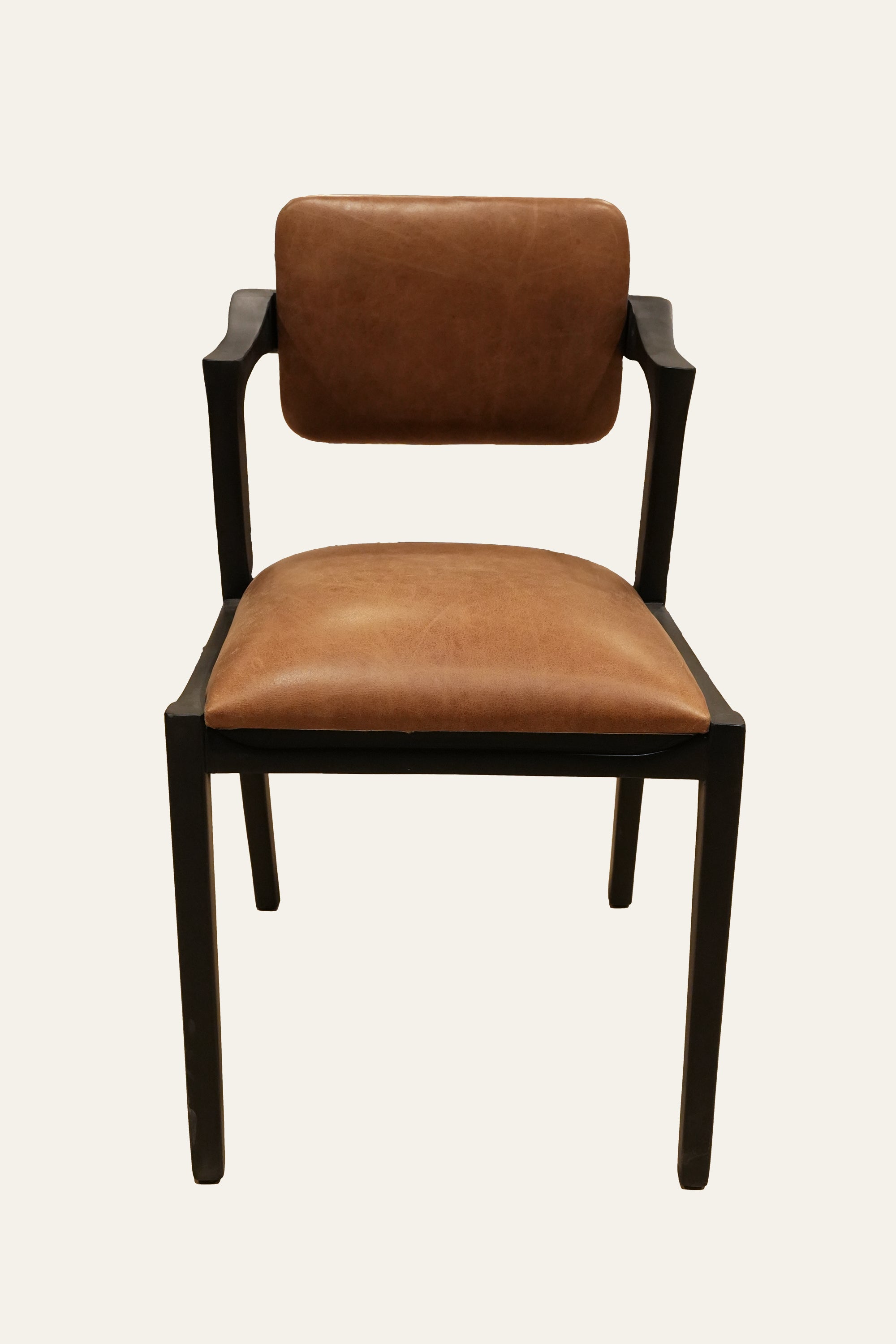Tan PU Leatherette Upholstered Dining Chair with Black Frame