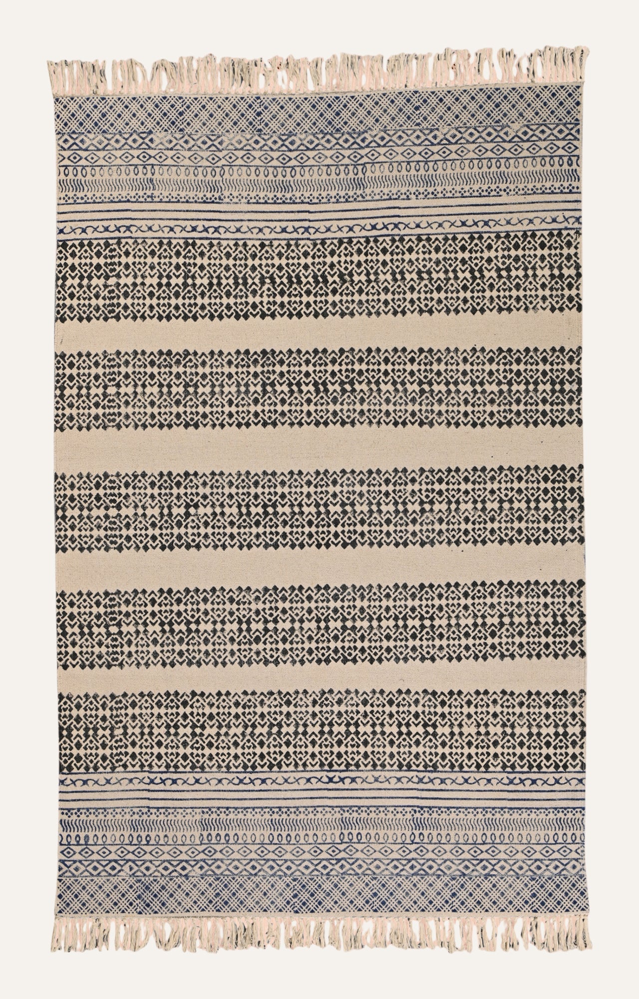 Indigo Stripe Band Cotton Rug