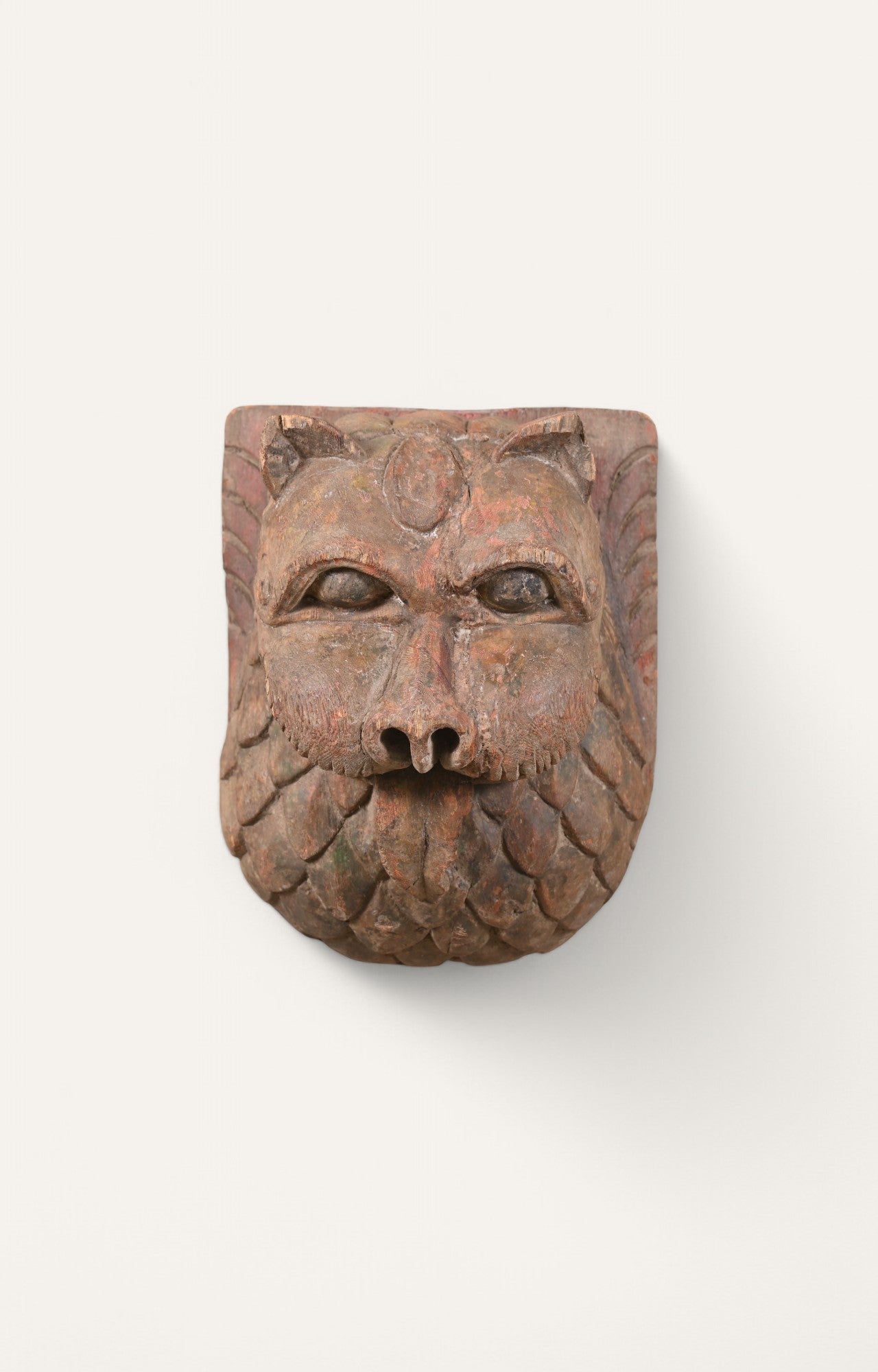 Hand-Carved Wooden Lion Mask