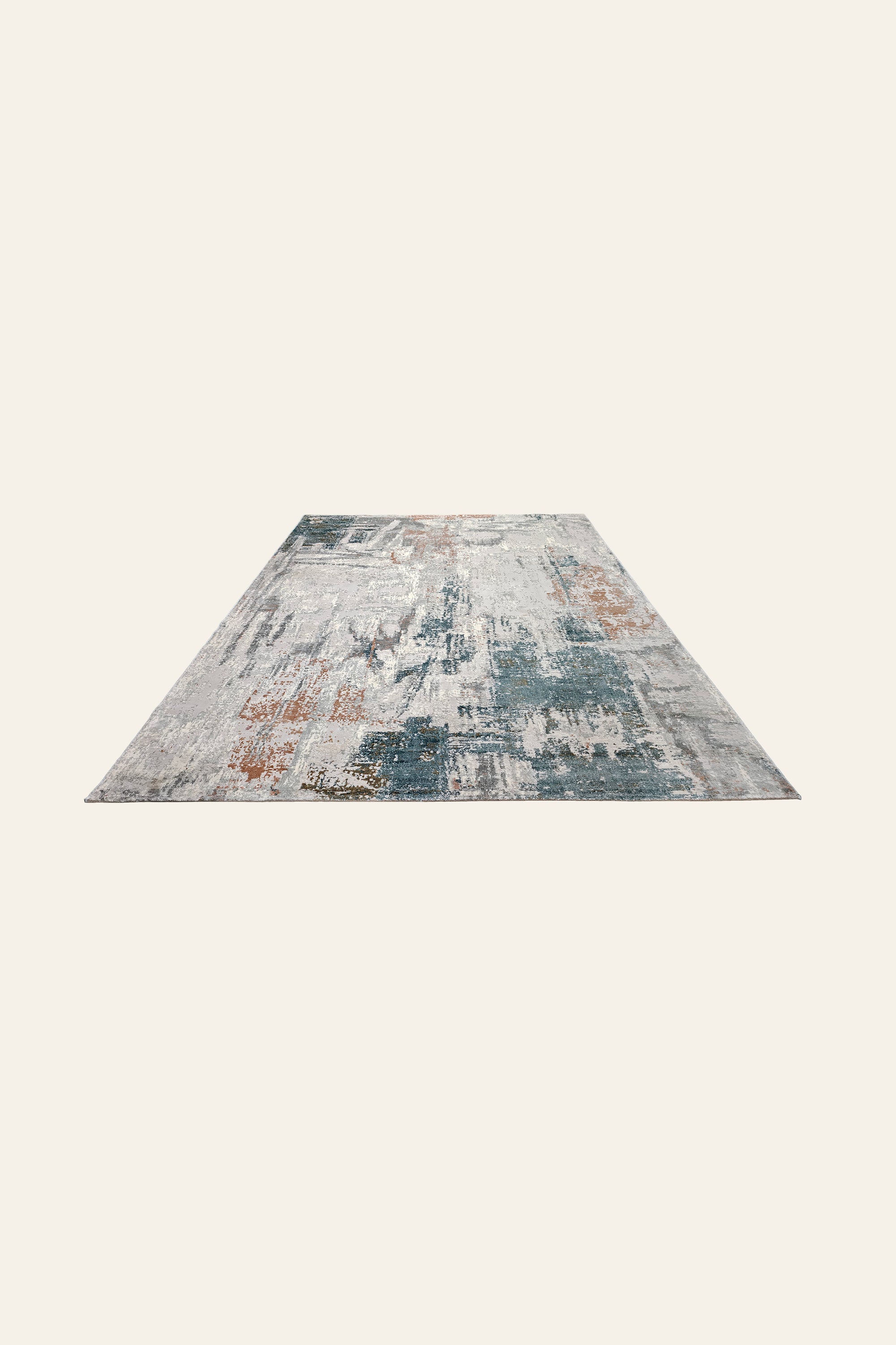 9 x 12 ft Plush Ivory Teal Abstract Luxury Modern Area Carpet