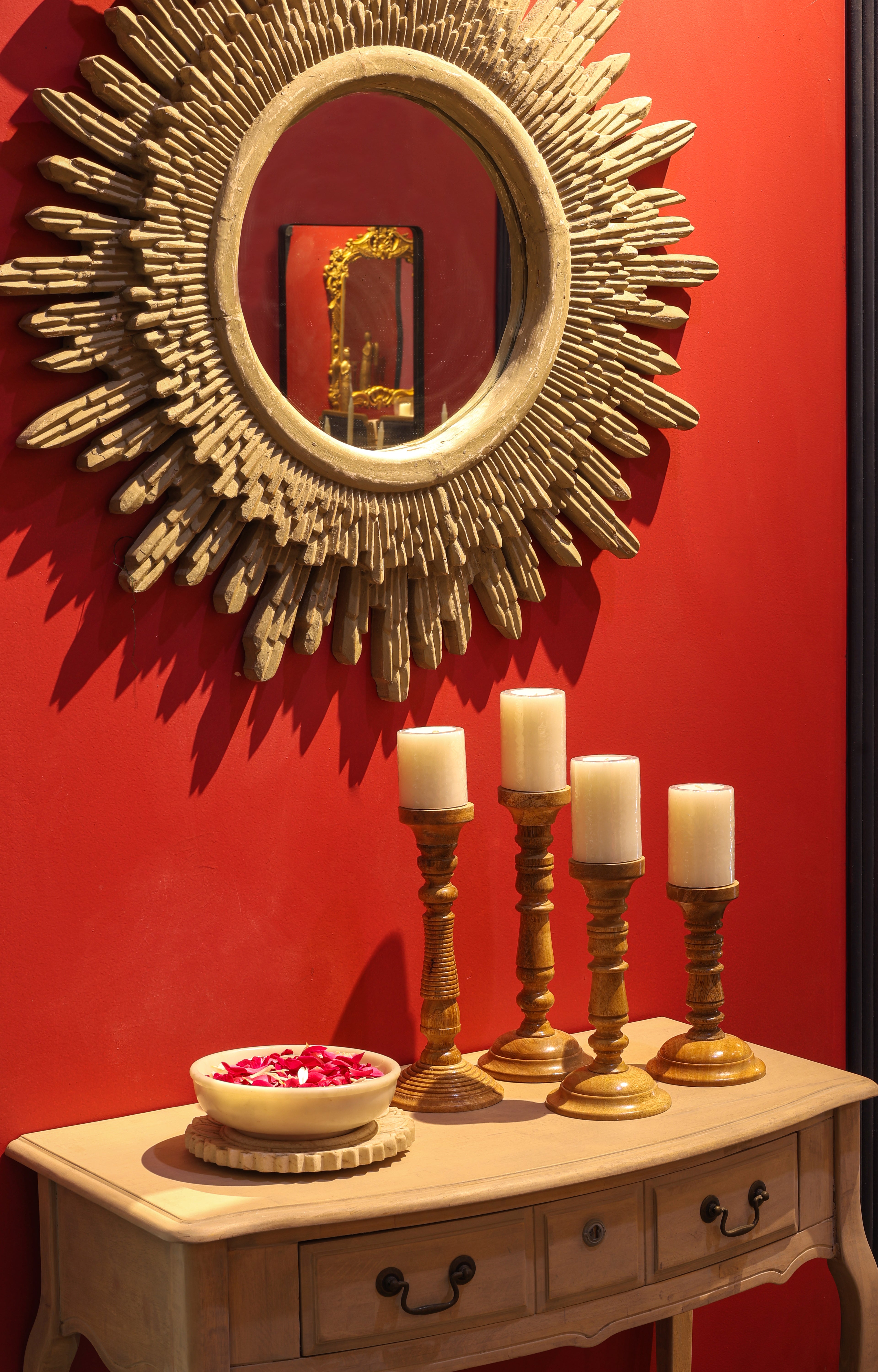 Vintage Turned Wood Candle Holder - Long