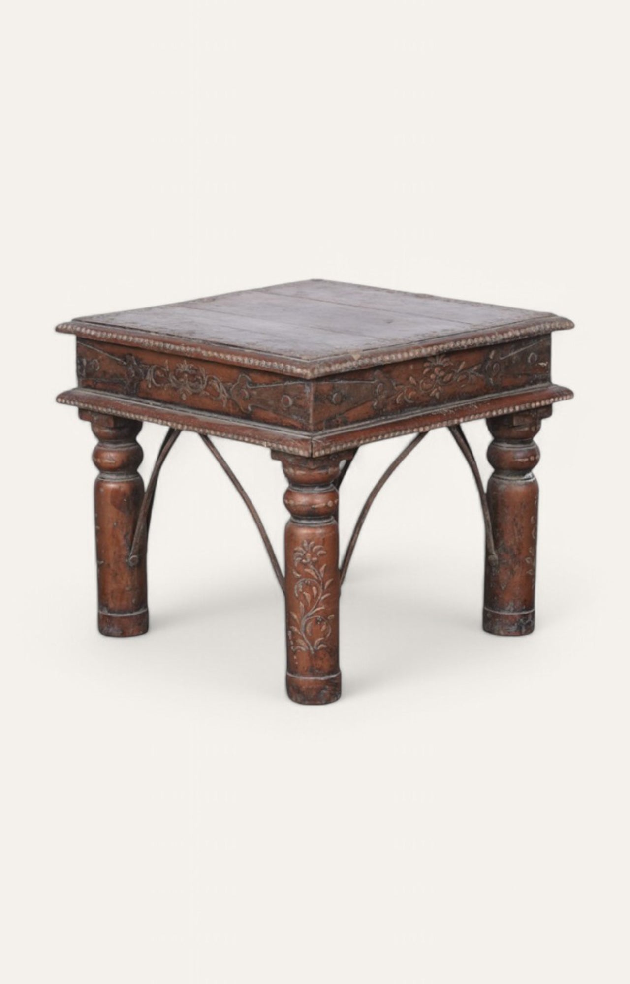 Floral Traditional Wooden Side Table
