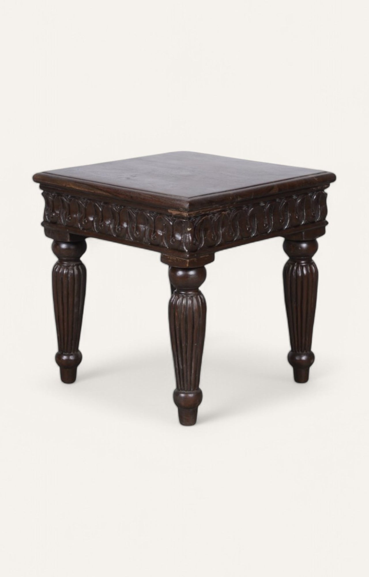 Brown Side Table with Fluted Legs