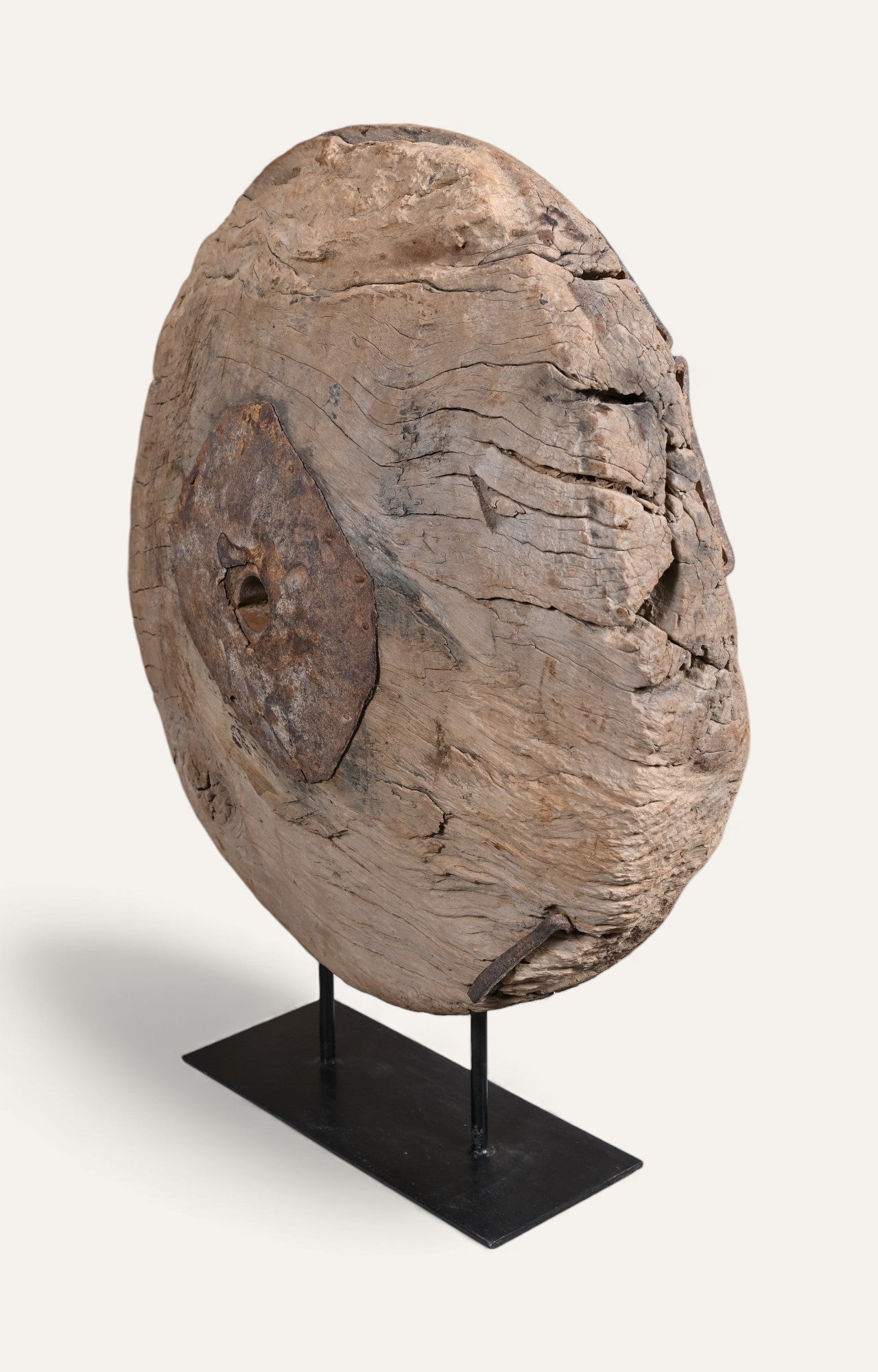 Primitive Teak Wheel Sculpture