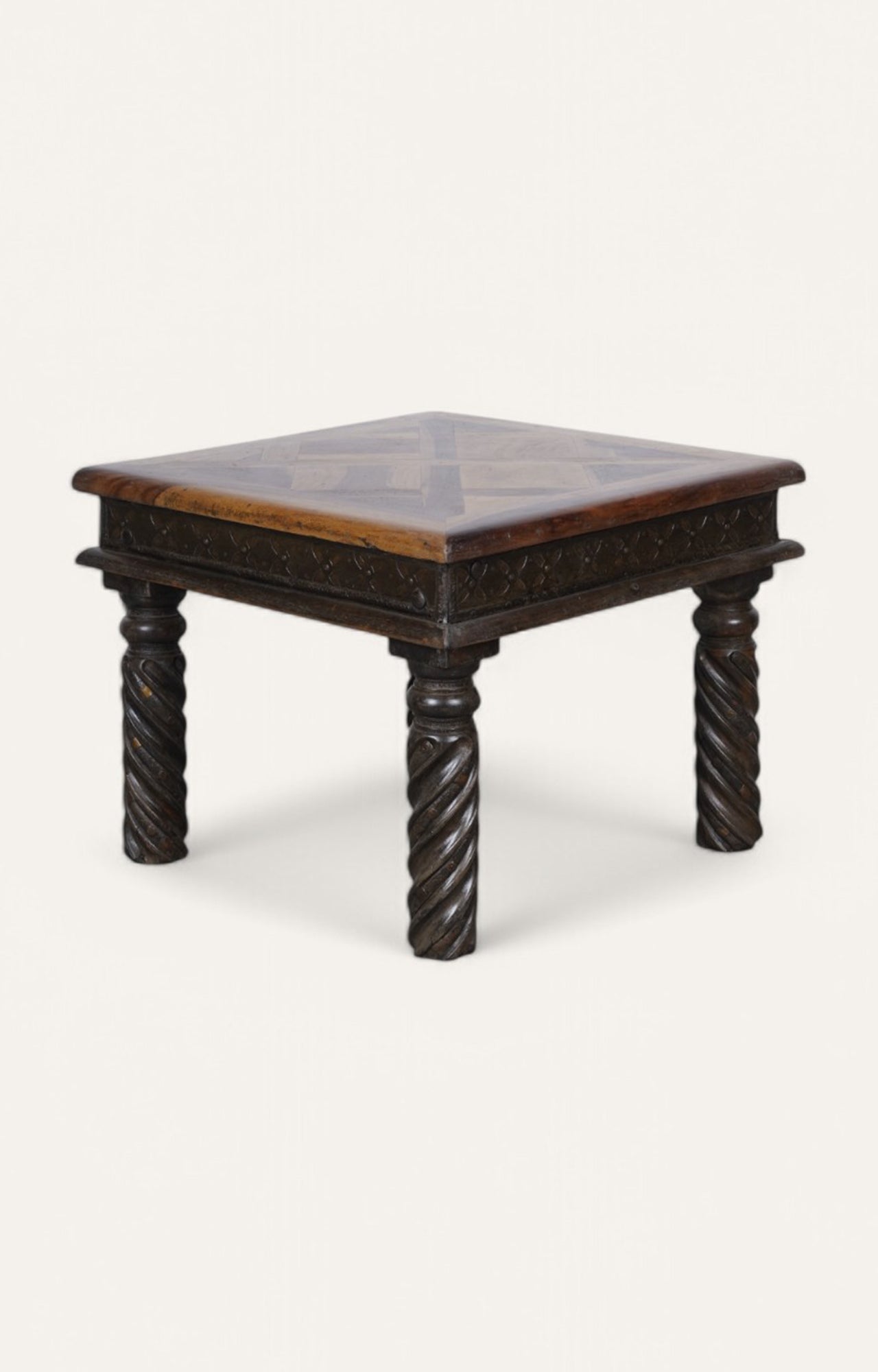Traditional Side Table with Parquet Top