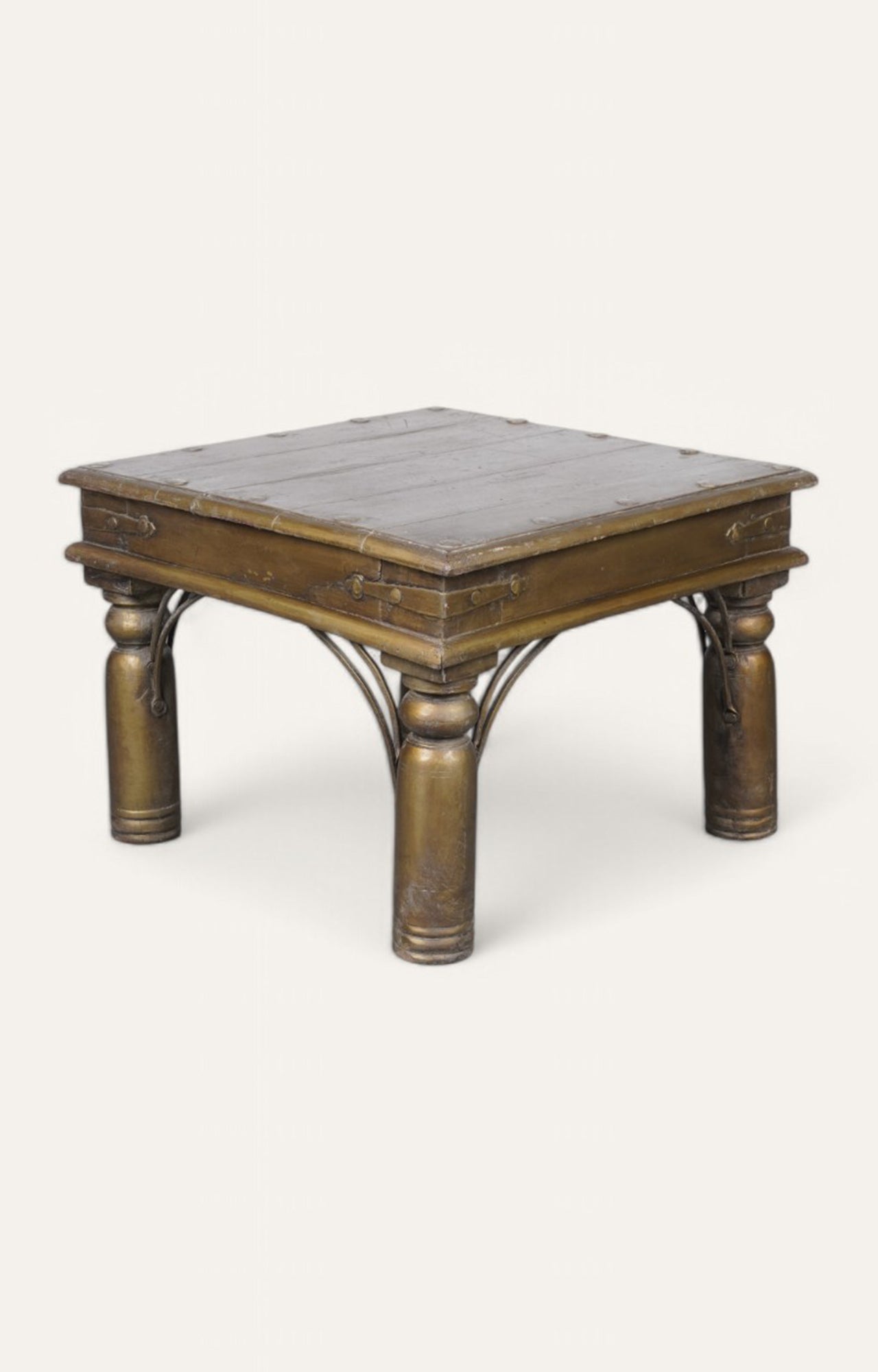 Gold Wood and Brass Side Table