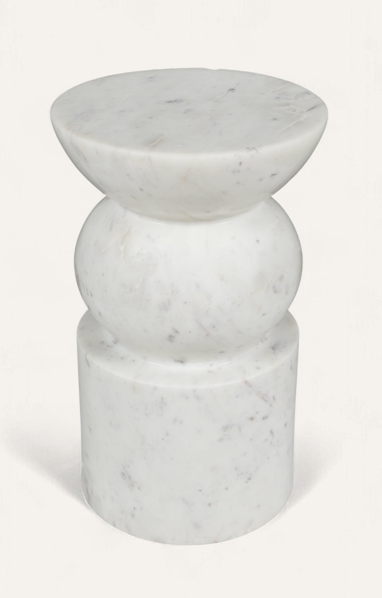 Sculptural White Marble Accent Table