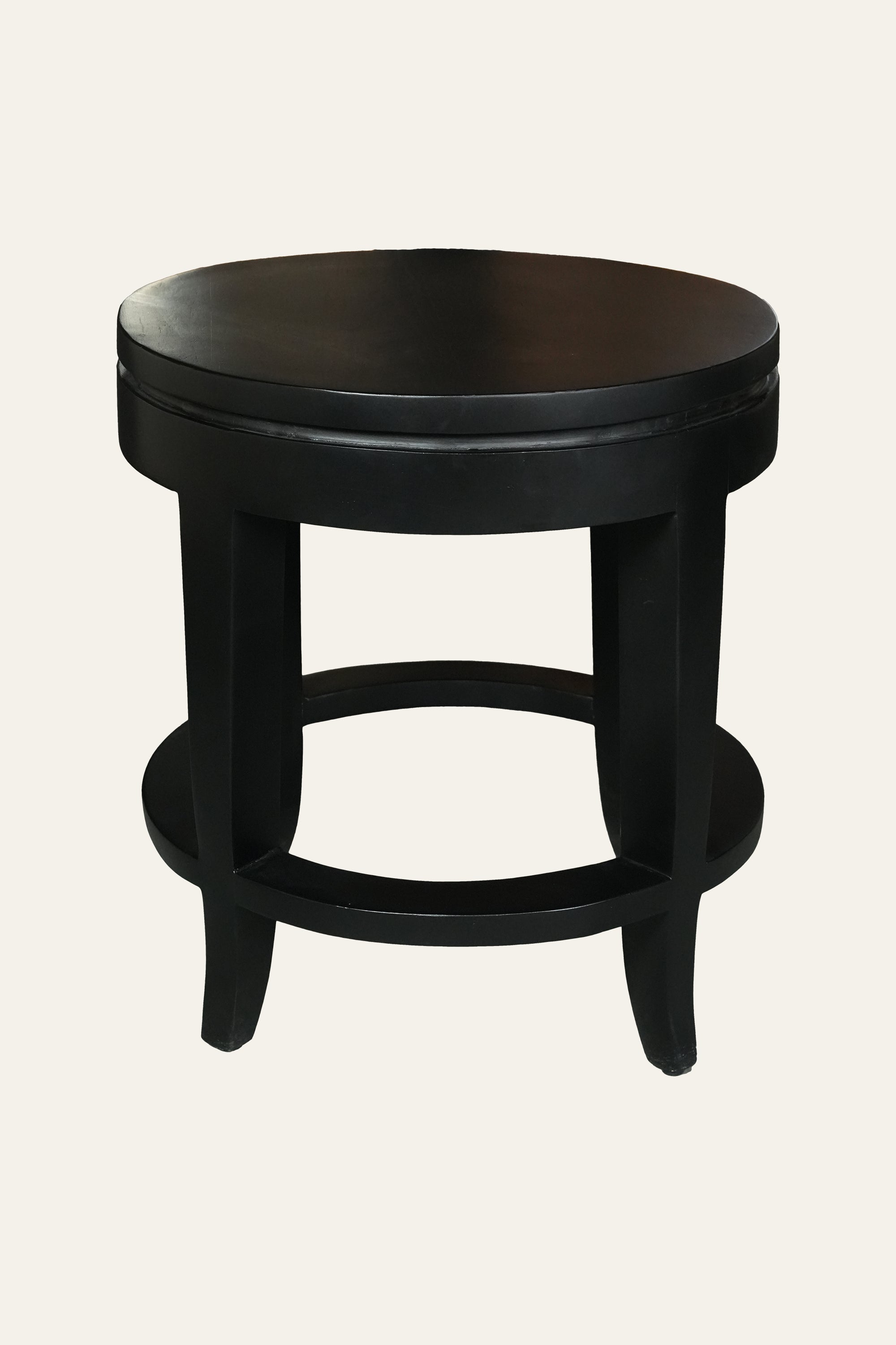 Black Round Side Table with Circular Ring Base